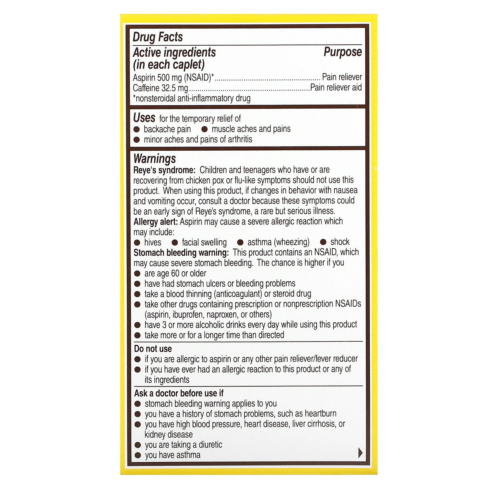 Bayer, Для спины и тела, 500 мг, 100 капсул, покрытых оболочкой