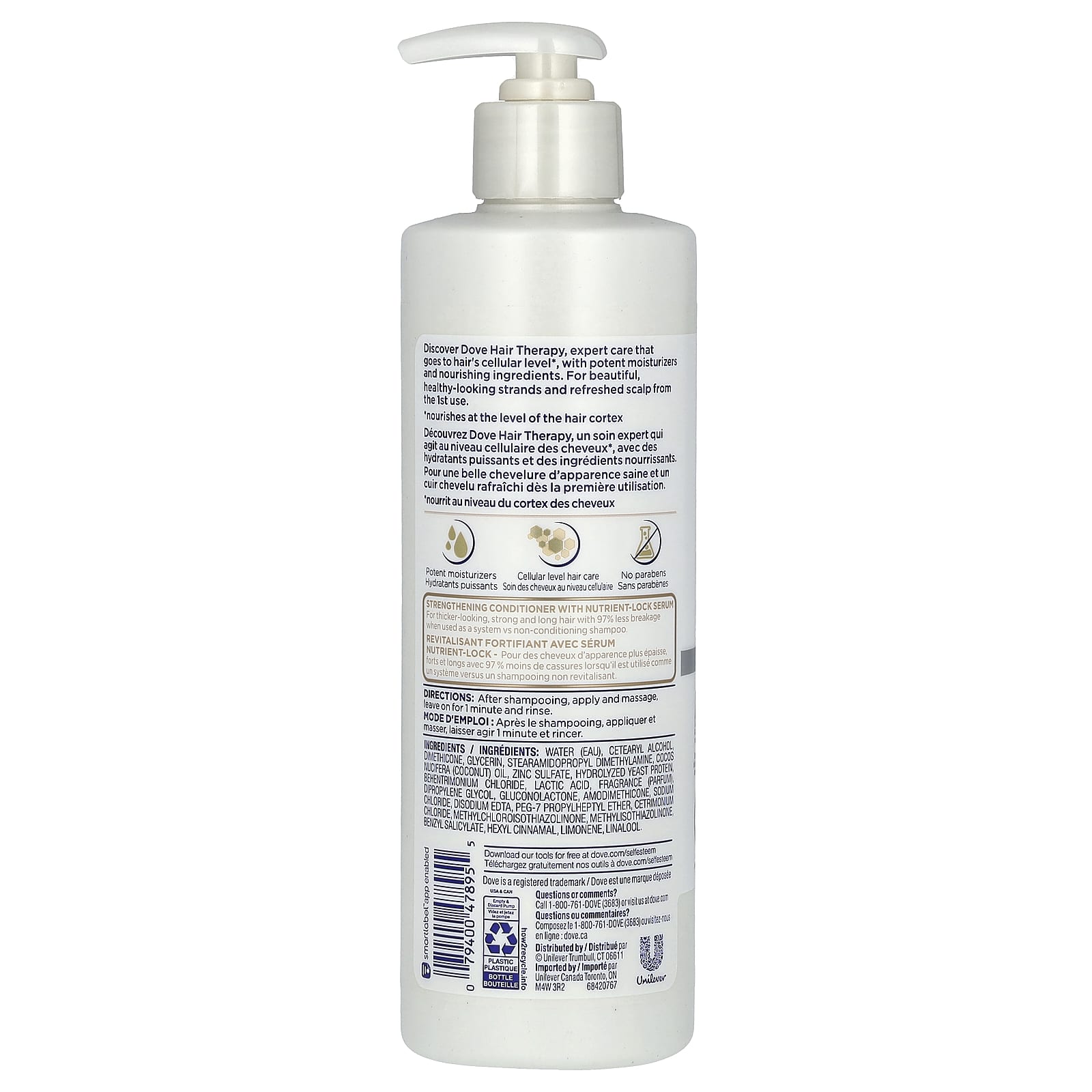 Dove, Hair Therapy, кондиционер для устранения ломкости волос, 400 мл (13,5 жидк. Унции)