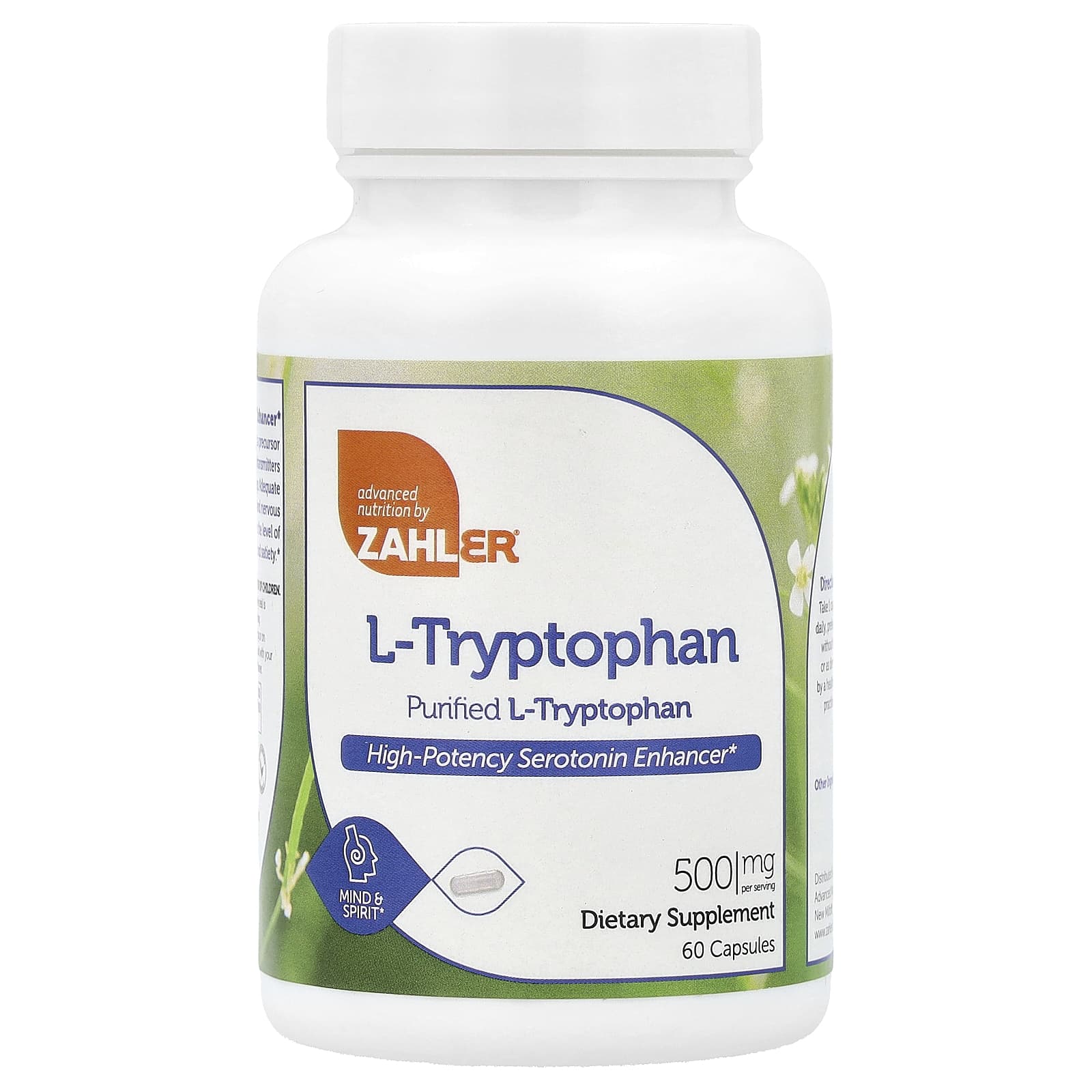 Zahler, L-триптофан, очищенный L-триптофан, 500 мг, 60 капсул
