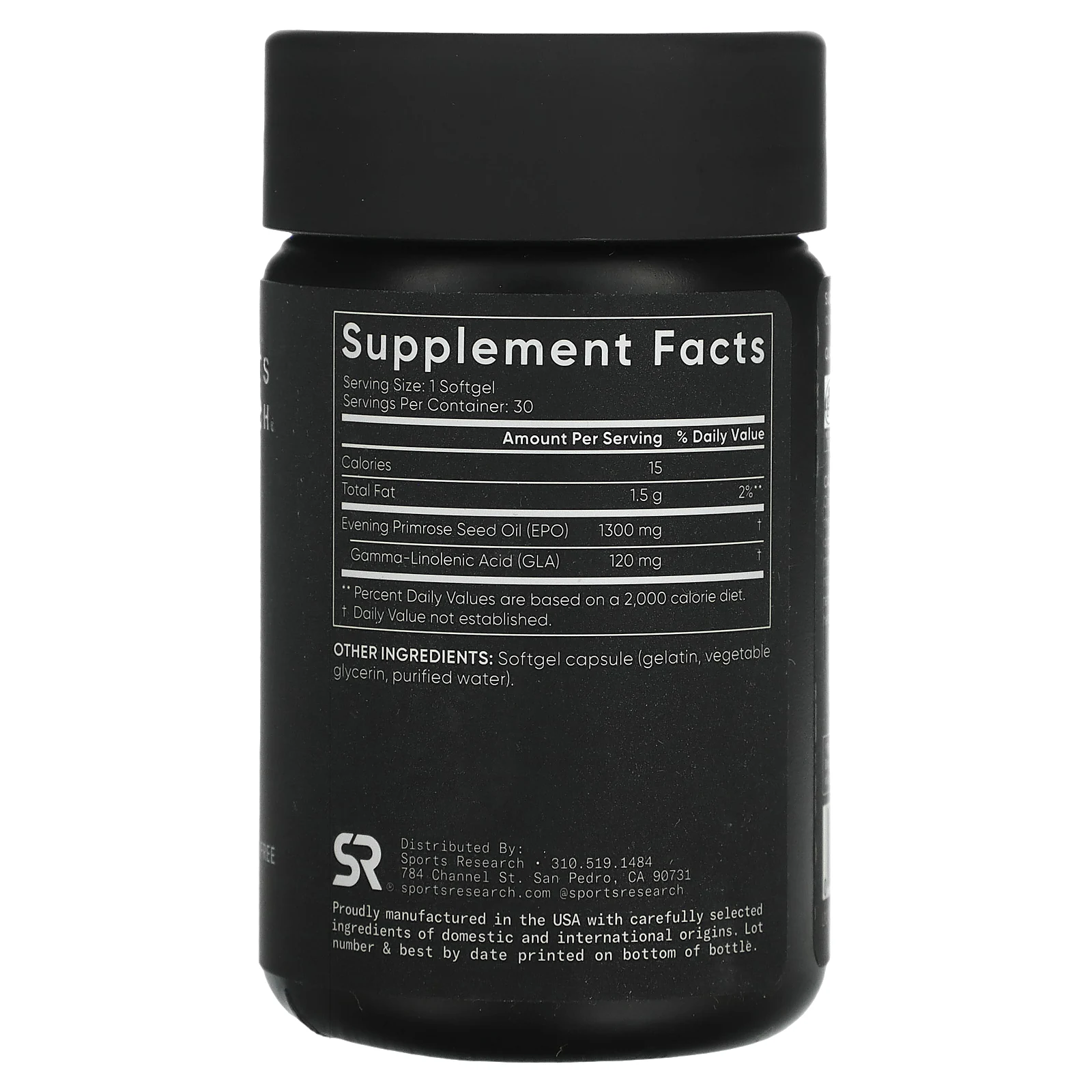 Sports Research, Примула вечерняя, масло холодного отжима, 1300 мг, 30 мягких таблеток