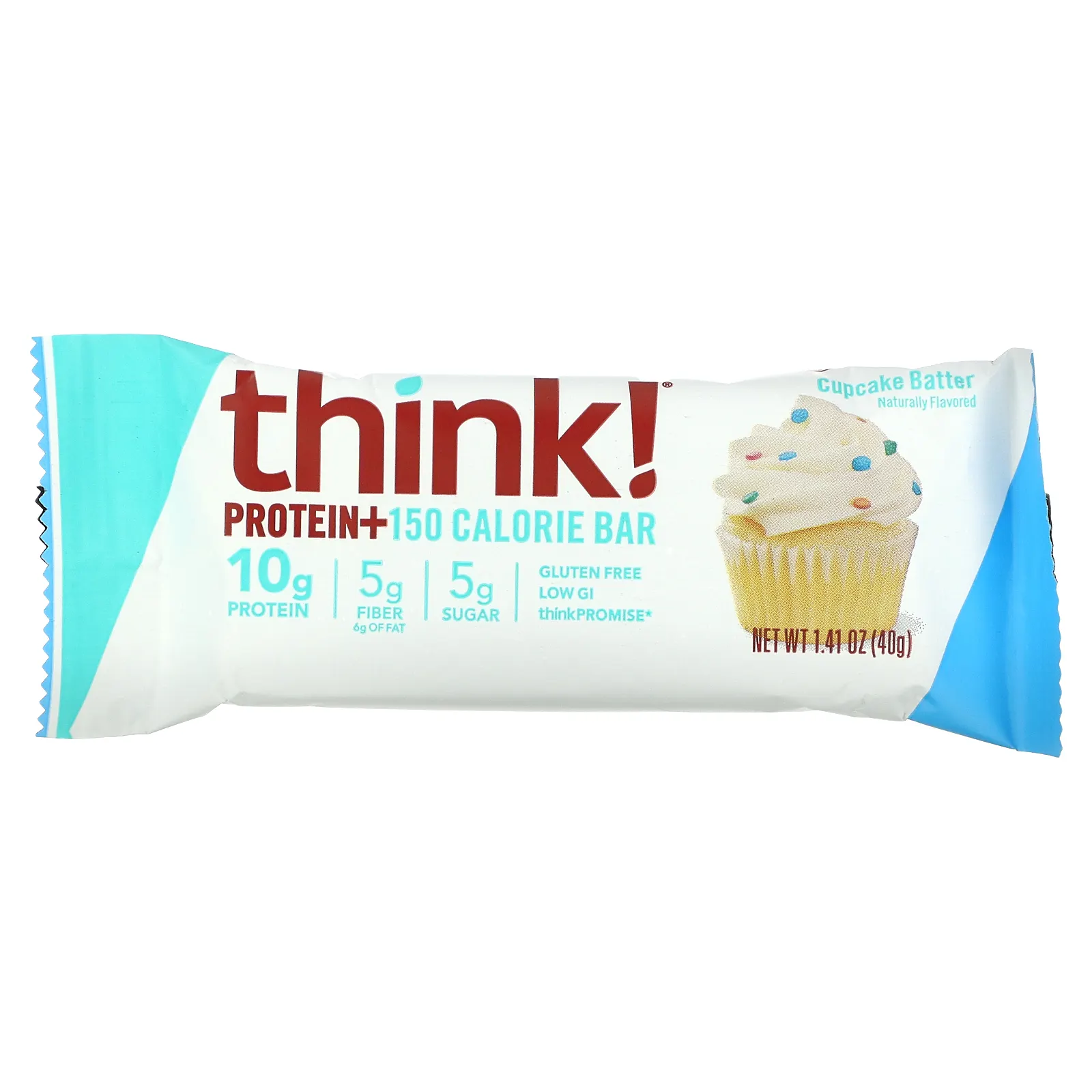 Think !, Protein+, 10 батончиков Cupcake Batter по 40 г (1,41 унции) и 150 калорий каждый
