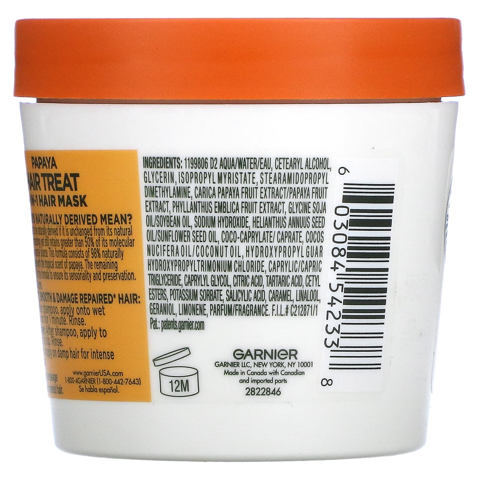 Garnier, Fructis, Damage Repair +, средство для волос из папайи, маска для волос 3 в 1, 100 мл (3,4 жидк. Унции)