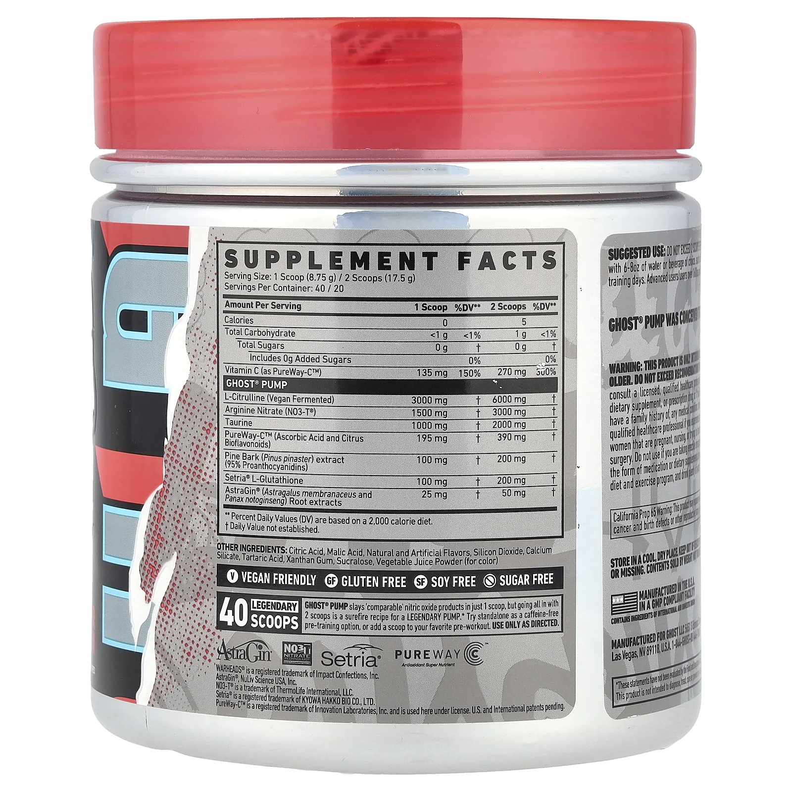 Ghost, Pump, Warheads, кислый арбуз, 350 г (12,3 унции)