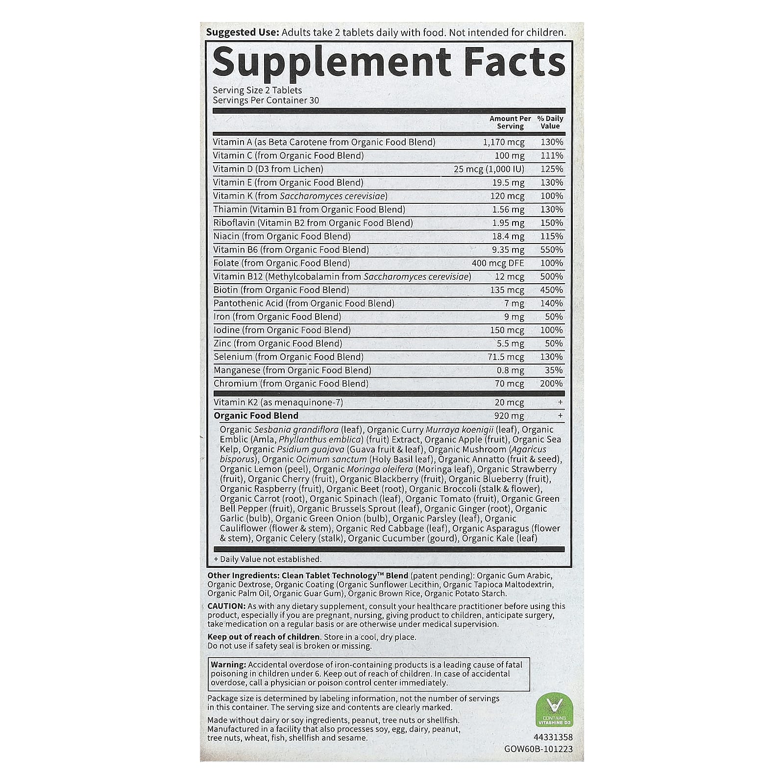 Garden of Life, MyKind Organics, мультивитамины для женщин, 60 веганских таблеток