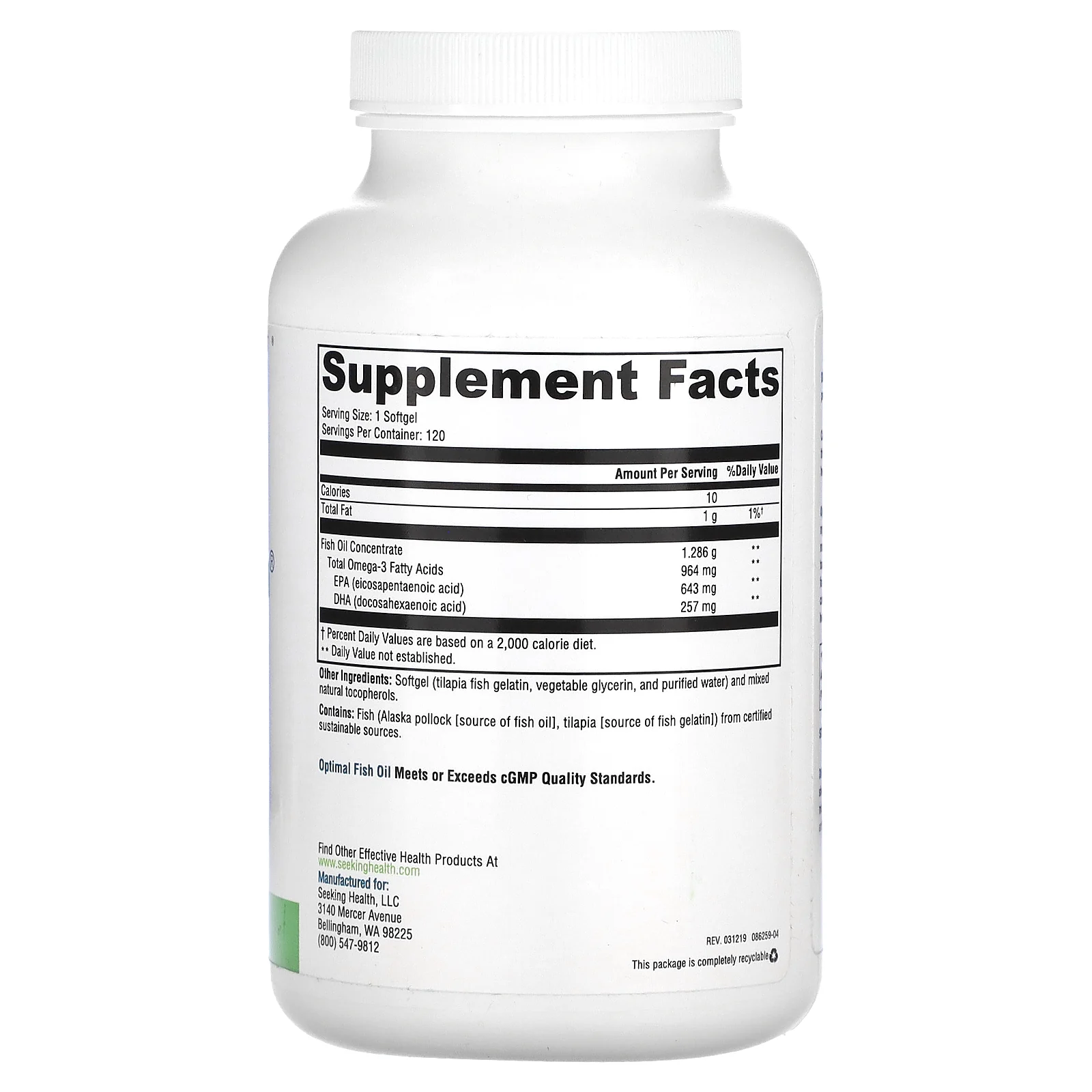 Seeking Health, Optimal Fish Oil, 120 капсул из рыбьего желатина