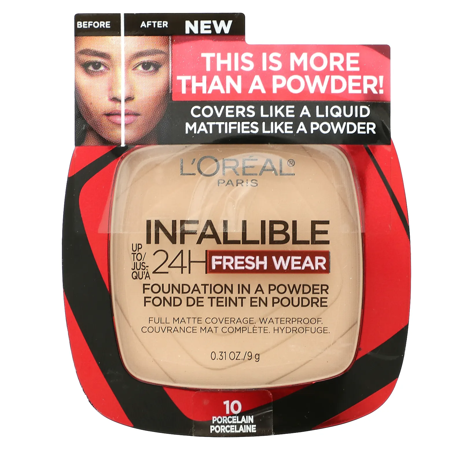 L'Oréal, Infallible 24H Fresh Wear, тональная основа в порошке, фарфор 10, 9 г (0,31 унции)