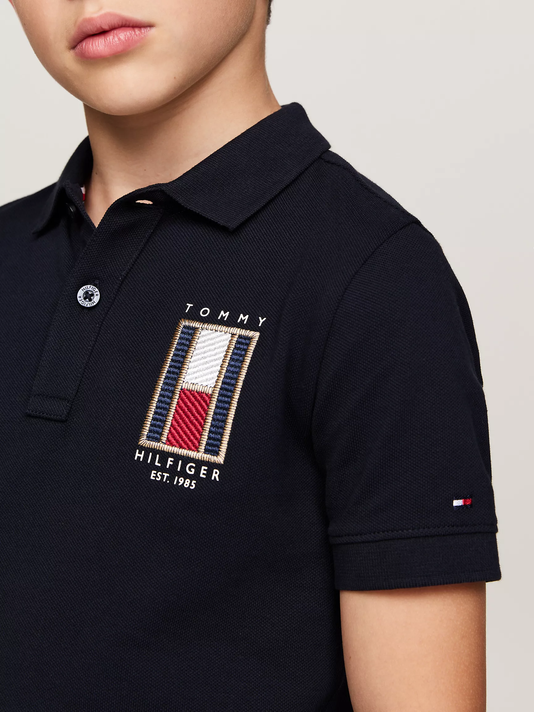 Рубашка-поло для мальчиков Tommy Hilfiger, Детское поло с вышитым вертикальным флагом
