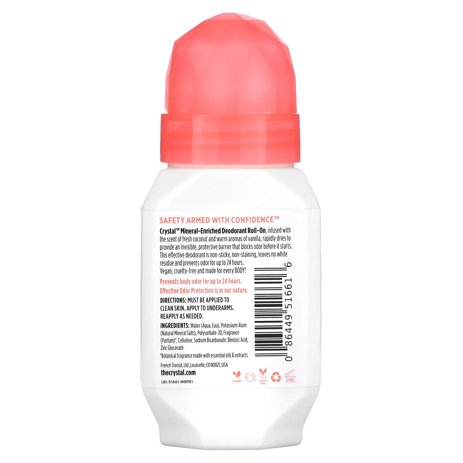 CRYSTAL, Шариковый дезодорант с минералами, с кокосом и ванилью, 66 мл (2,25 жидк. Унции)