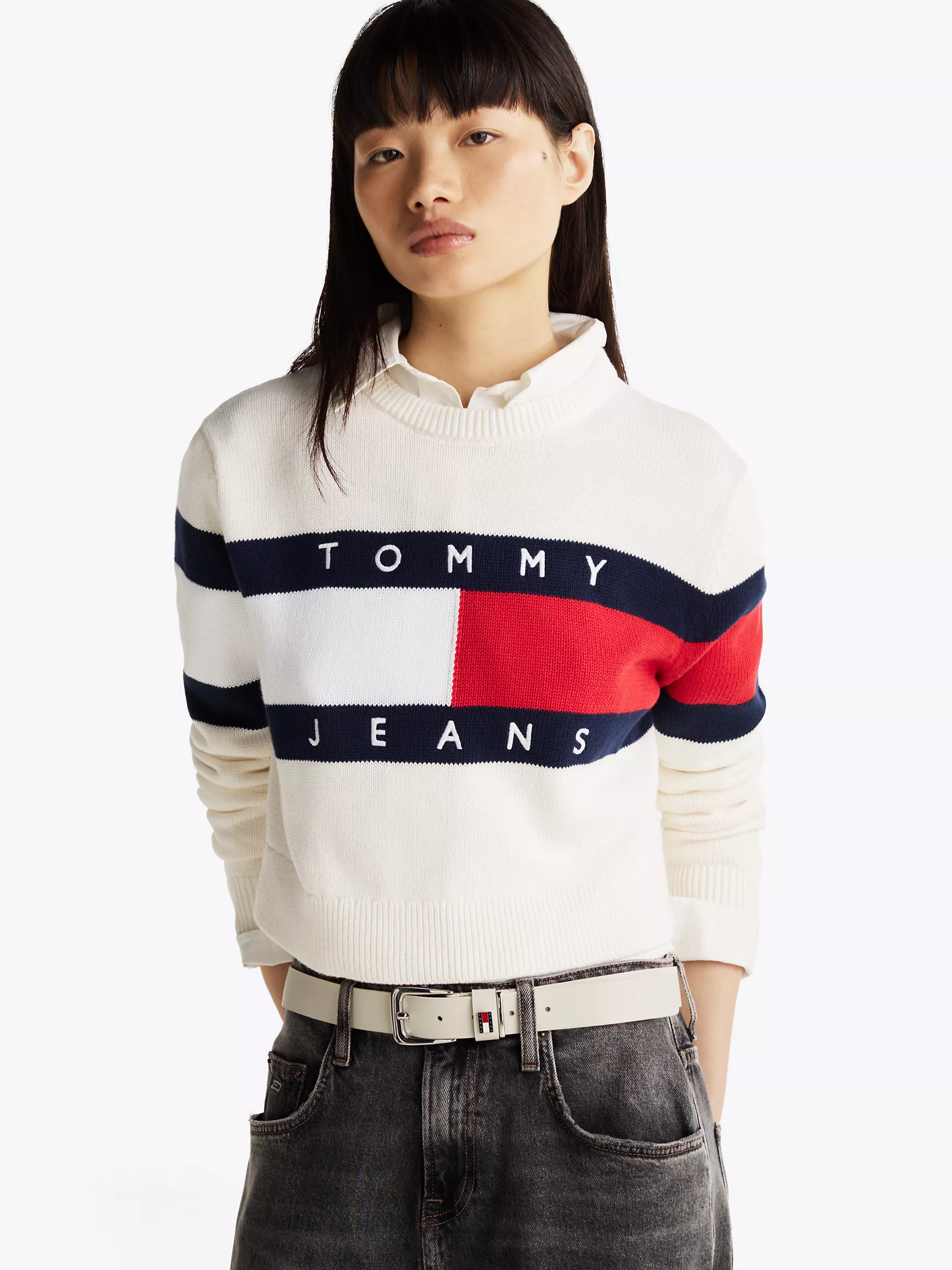 Женский свитер Tommy Hilfiger, Свитер с вышитым логотипом Bold Flag