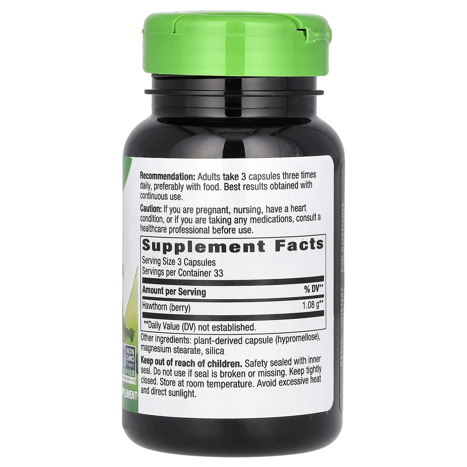 Nature's Way, ягоды боярышника, 1530 мг, 100 веганских капсул (510 мг в 1 капсуле)