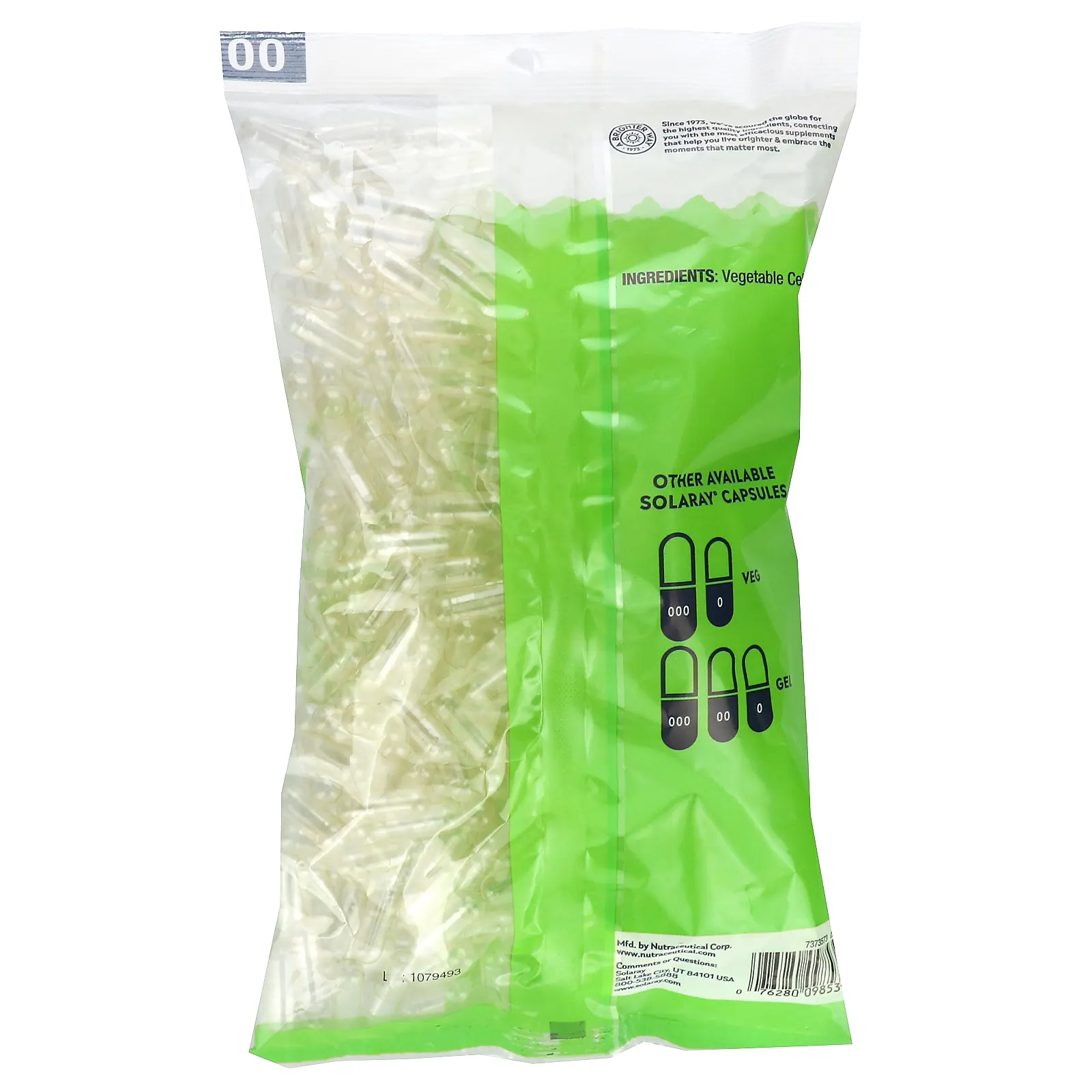 Solaray, пустые капсулы размера 00, 500 растительных капсул