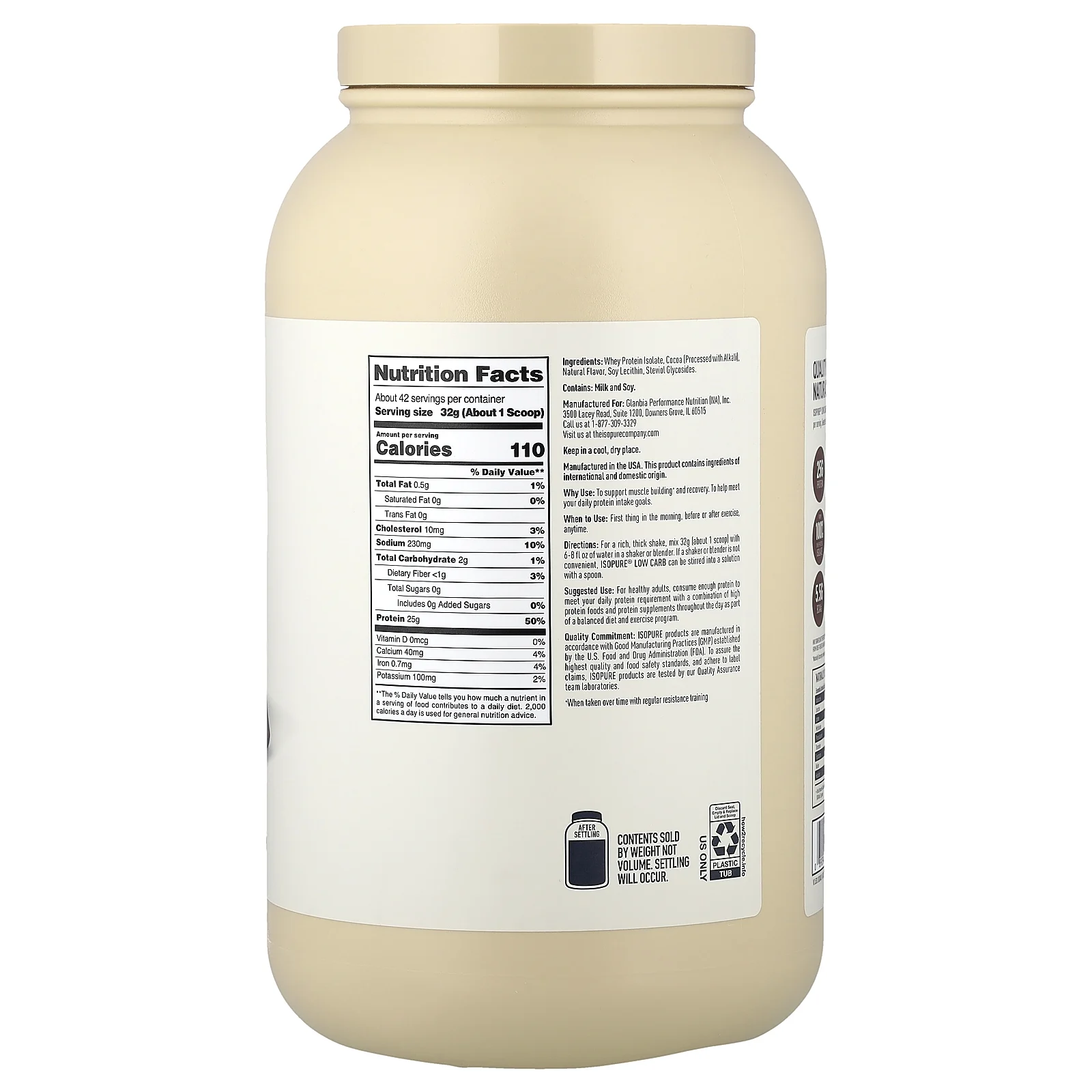 Isopure, протеиновый порошок с низким содержанием углеводов, со вкусом шоколада, 1,36 кг (3 фунта)