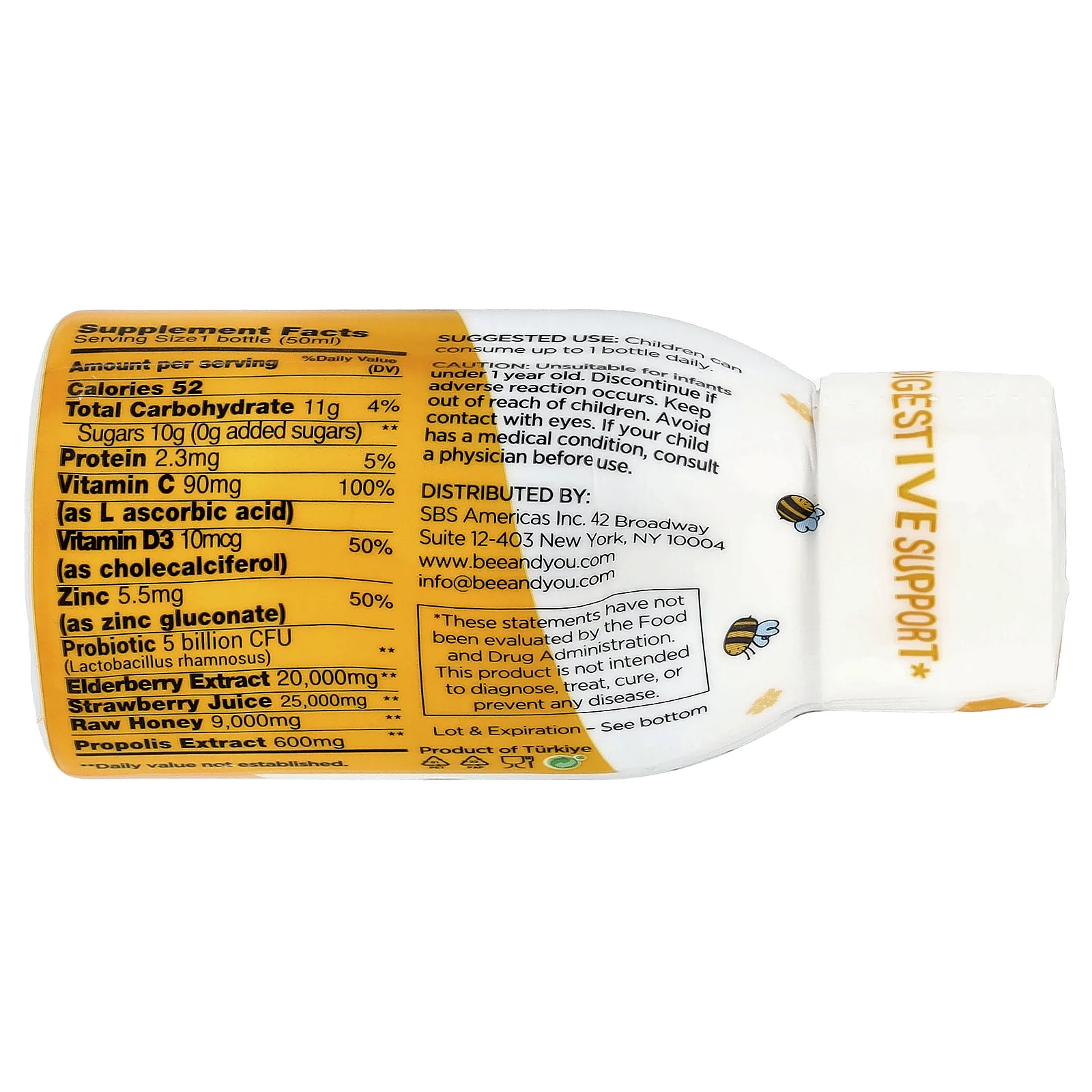 Bee&You, Дневная добавка с прополисом для детей, 50 мл (1,69 жидк. Унции)