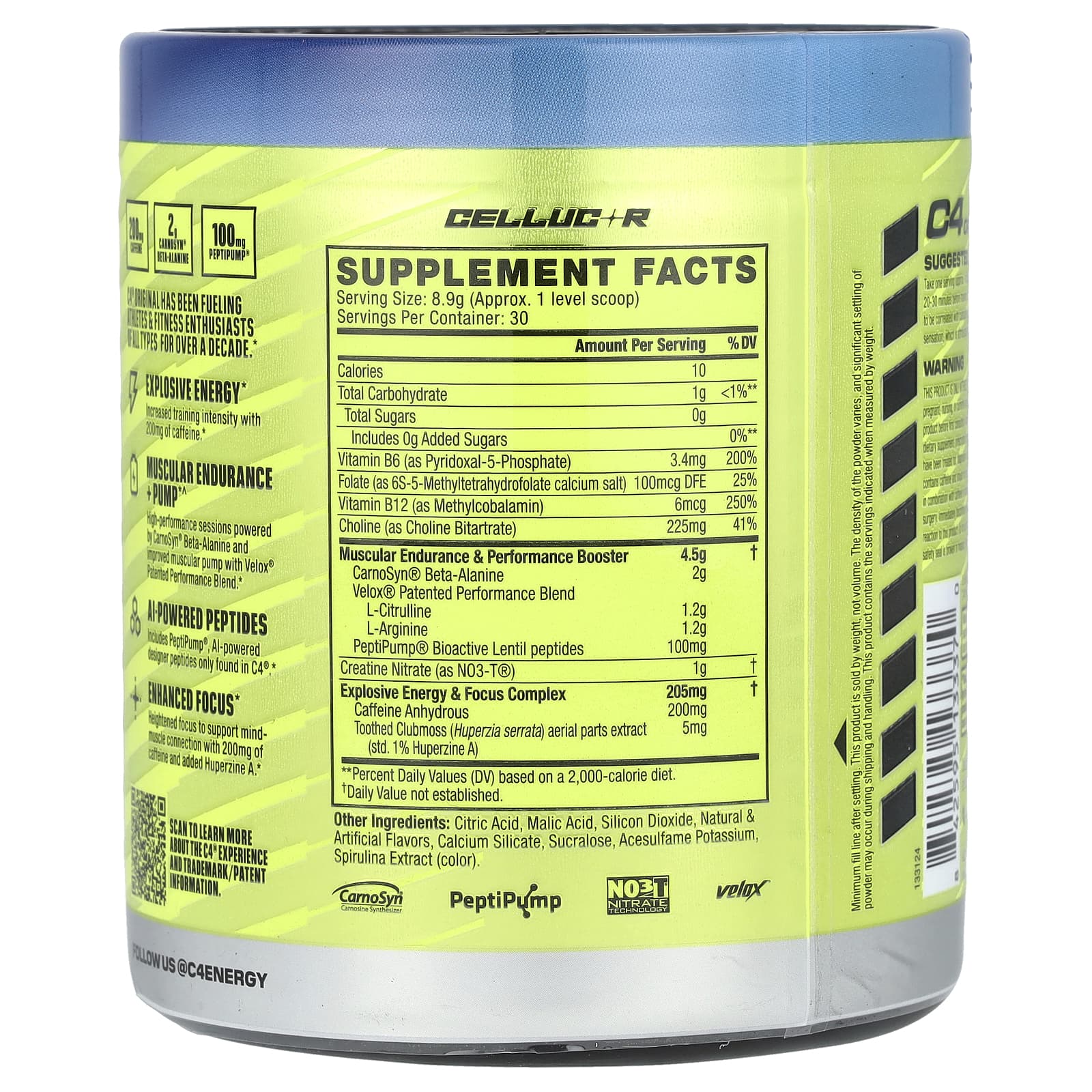 Cellucor, C4 Original, предтренировочная добавка, ледяная голубая роза, 267 унций (9,4 унции)