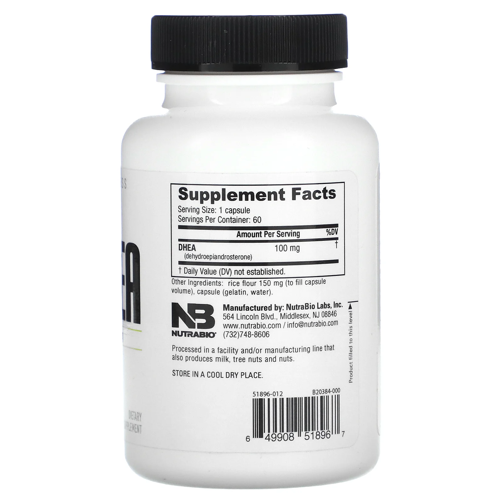 NutraBio, ДГЭА, 100 мг, 60 капсул