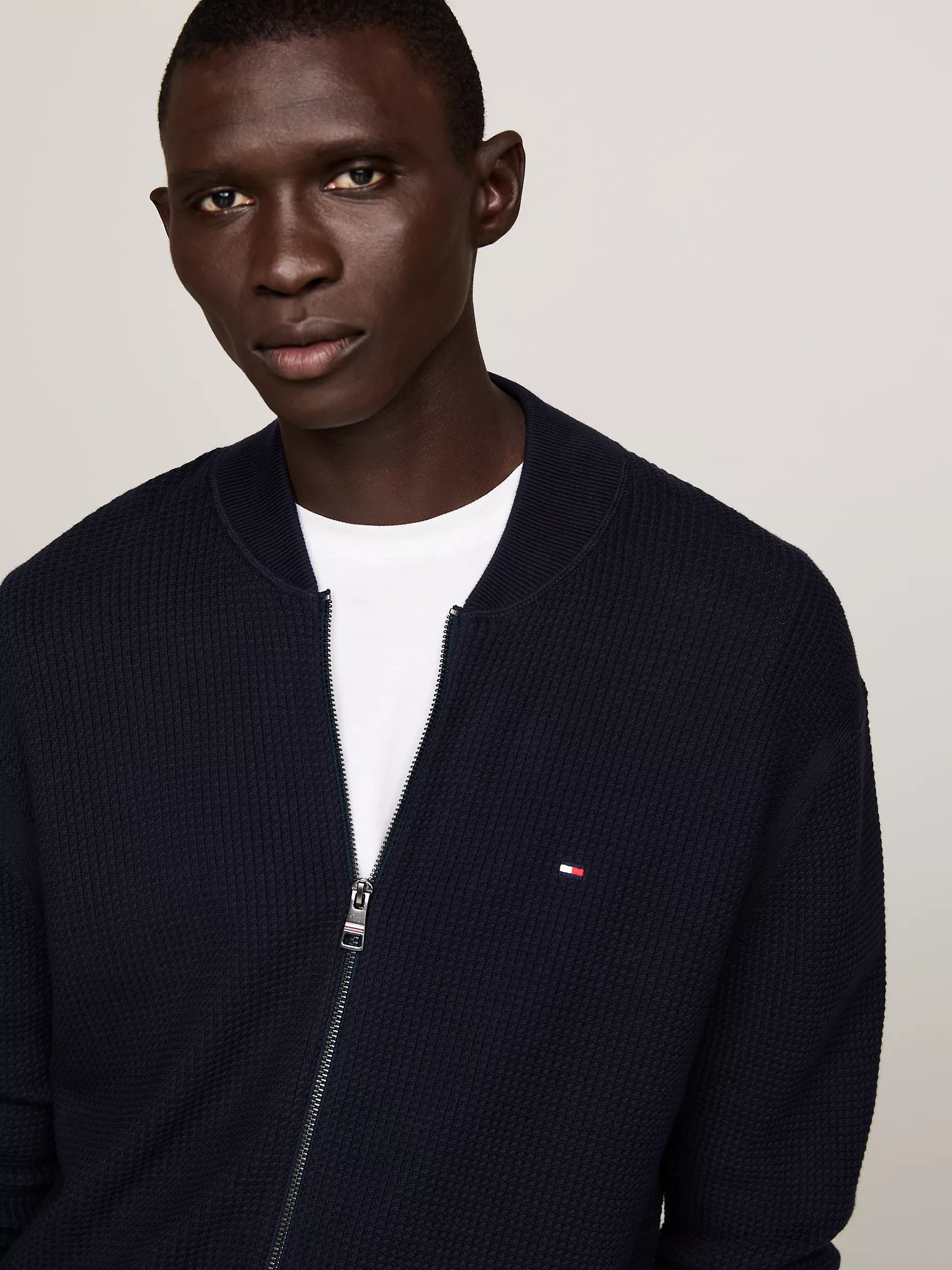 Мужской свитер Tommy Hilfiger, Фактурный вязаный свитер на молнии