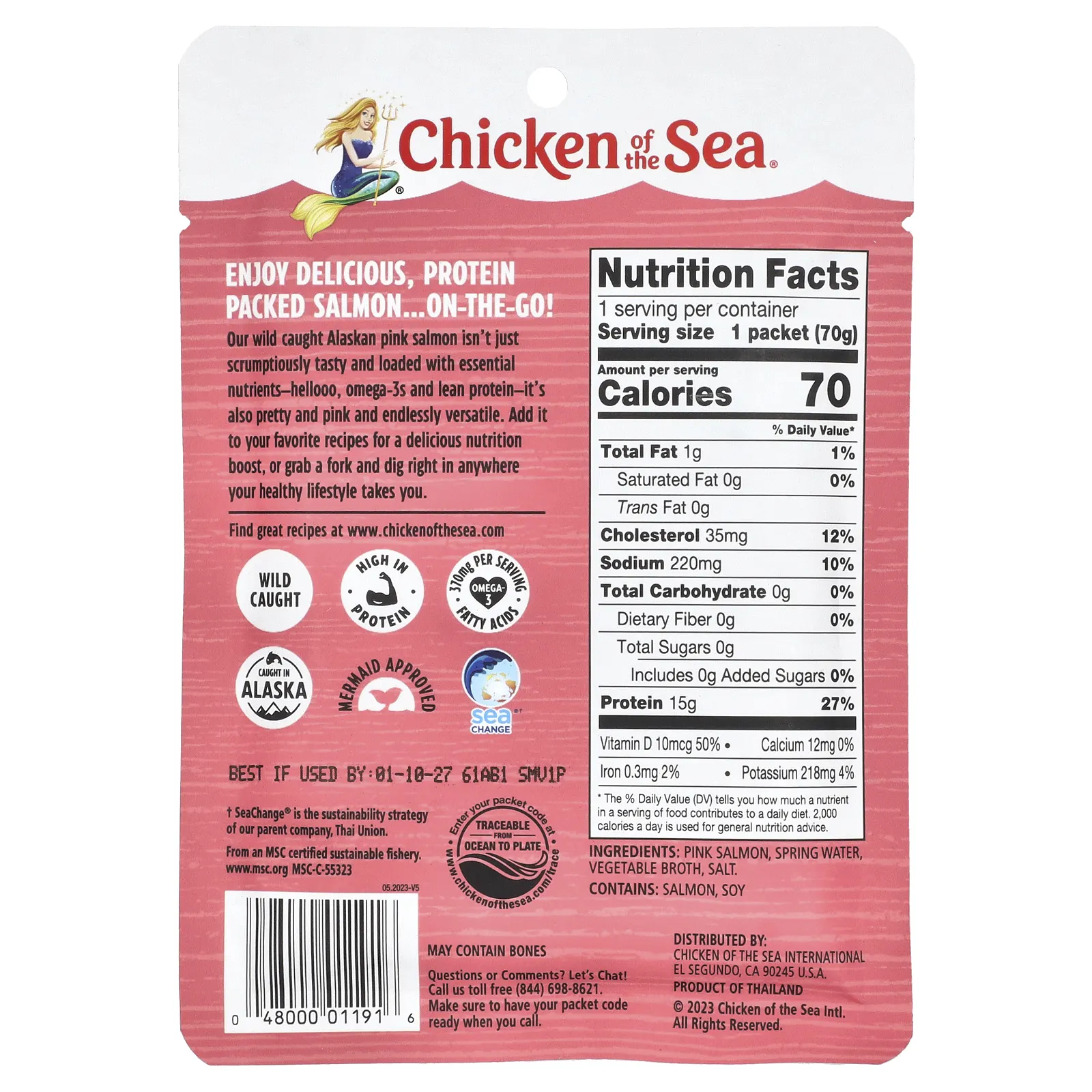 Chicken of the Sea, дикий аляскинский горбуша, 70 г (2,5 унции)