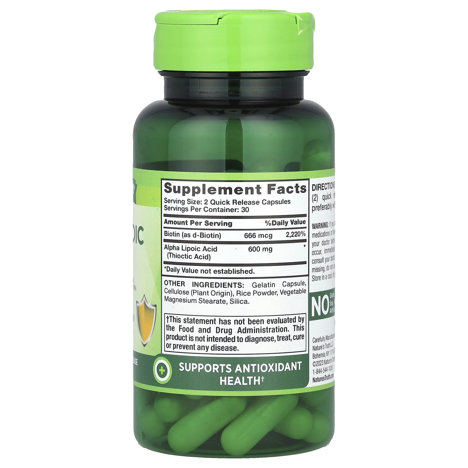 Nature's Truth, Vitamins, альфа-липоевая кислота, 300 мг, 60 капсул с быстрым высвобождением