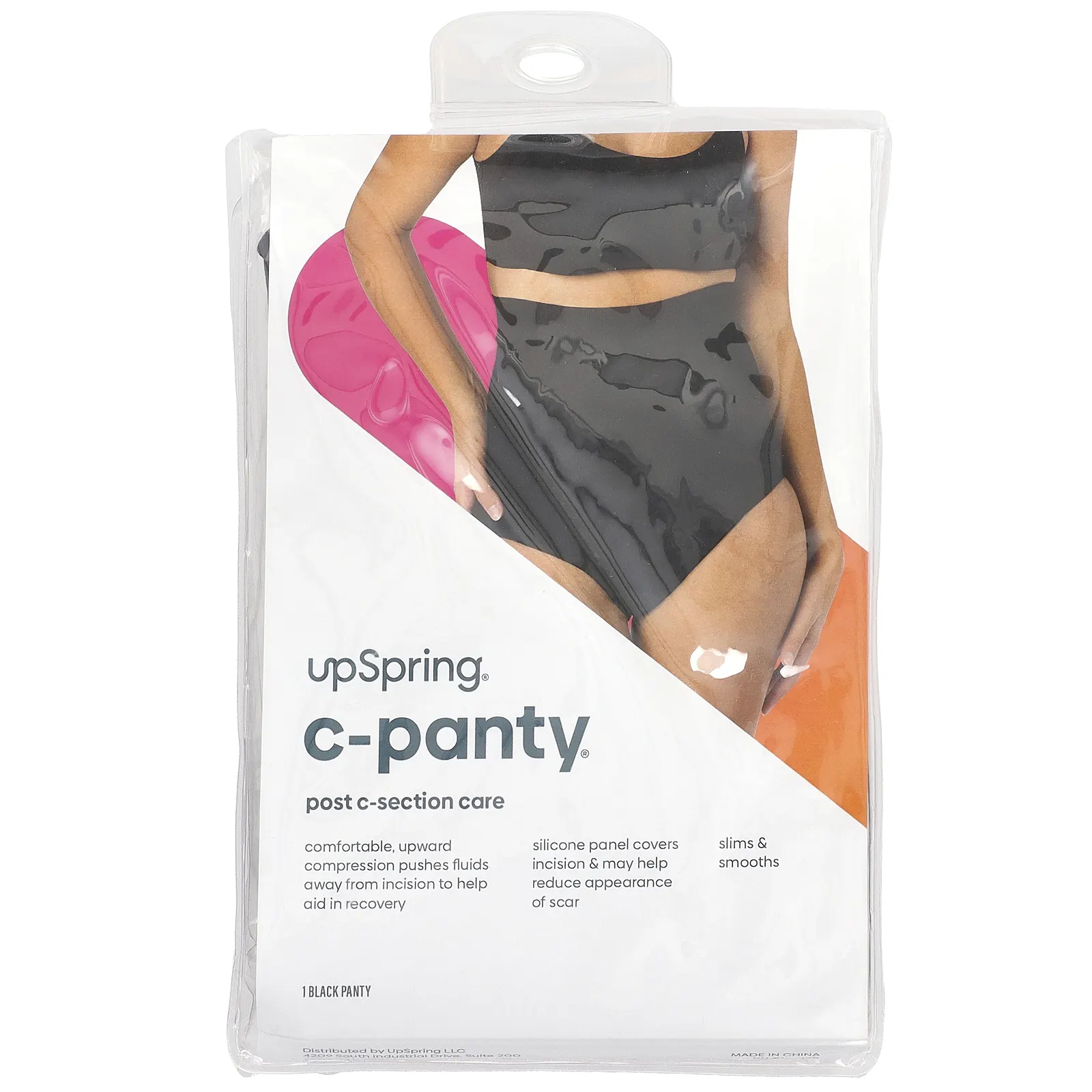 UpSpring, белье C-Panty, поддержка после кесарева сечения, размер S/M, черный цвет, 1 шт.