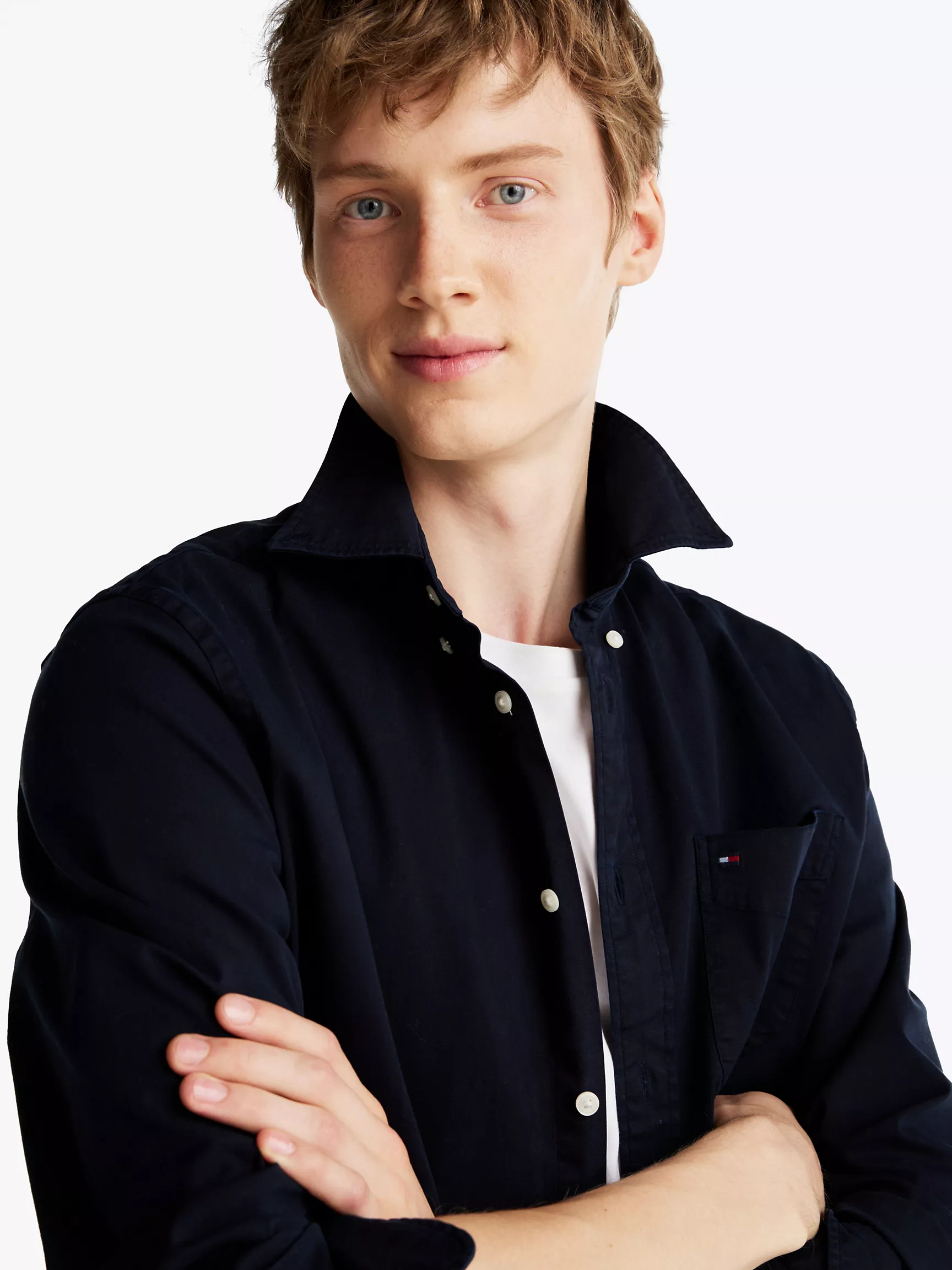 Мужская рубашка Tommy Hilfiger, Окрашенная рубашка из твила стандартного кроя