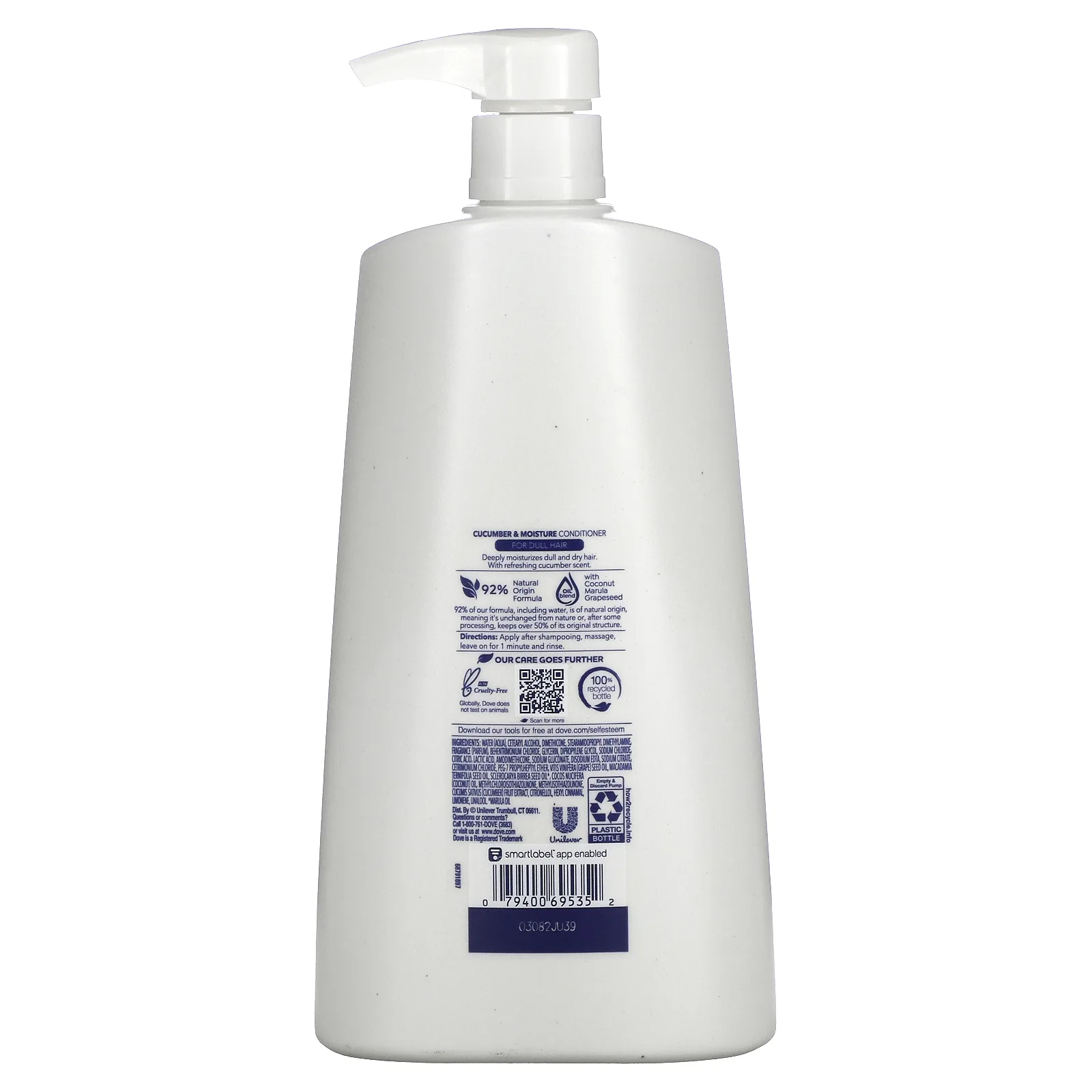 Dove, Увлажняющий кондиционер с огурцом, для тусклых волос, 750 мл (25,4 жидк. Унции)