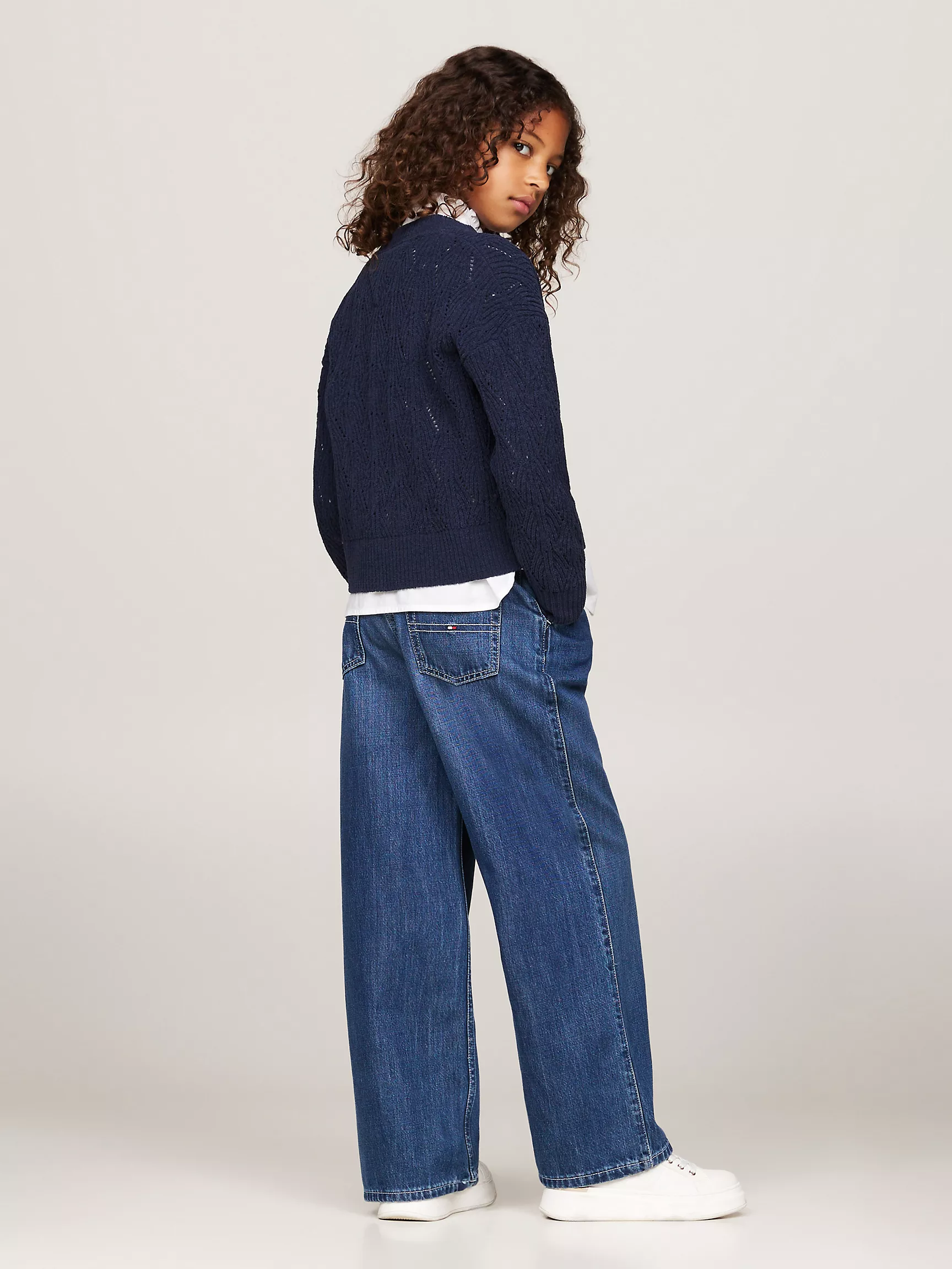 Свитер для девочки Tommy Hilfiger, Детский однотонный кардиган из шенилла