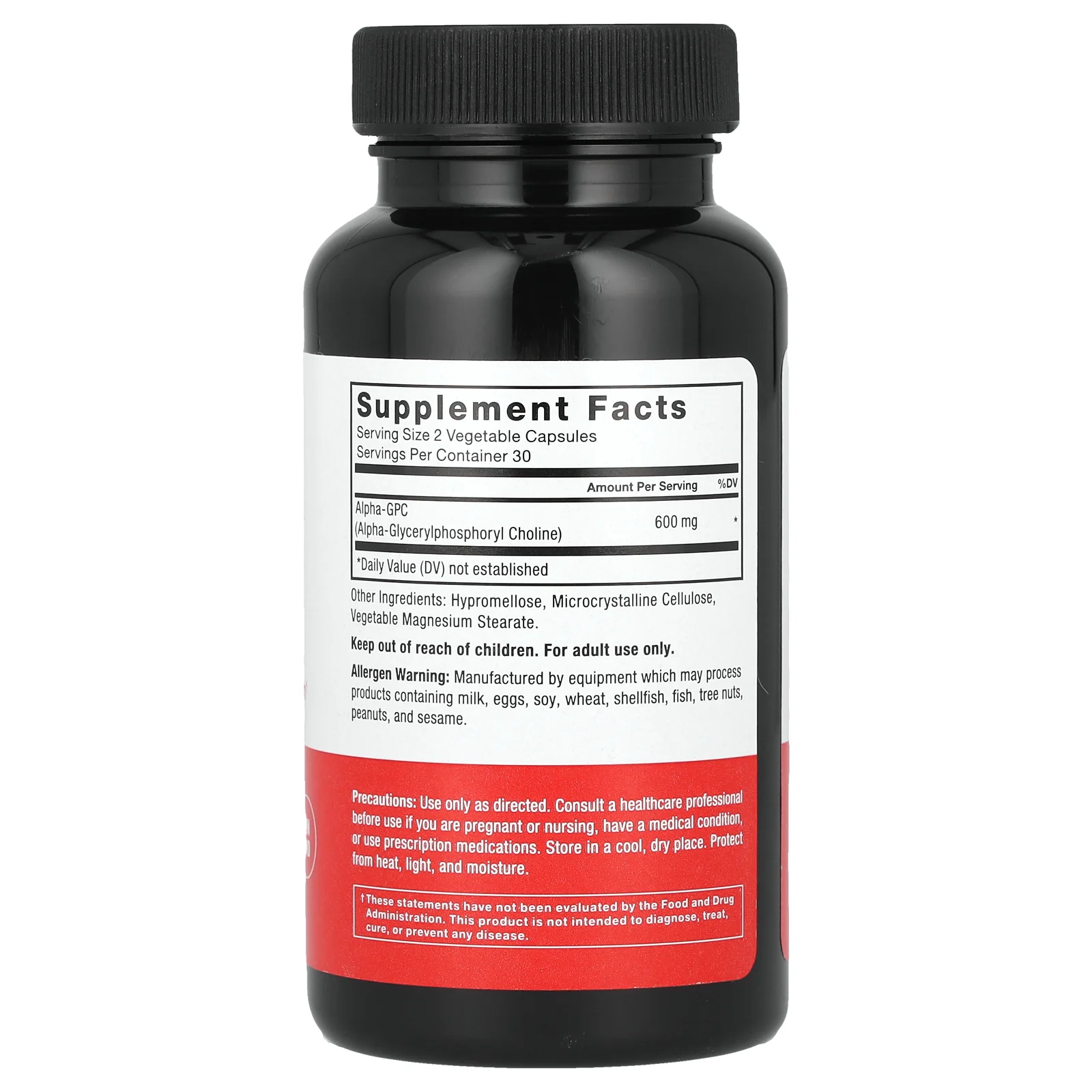 Force Factor, Alpha GPC, 600 мг, 60 растительных капсул (300 мг на капсулу)