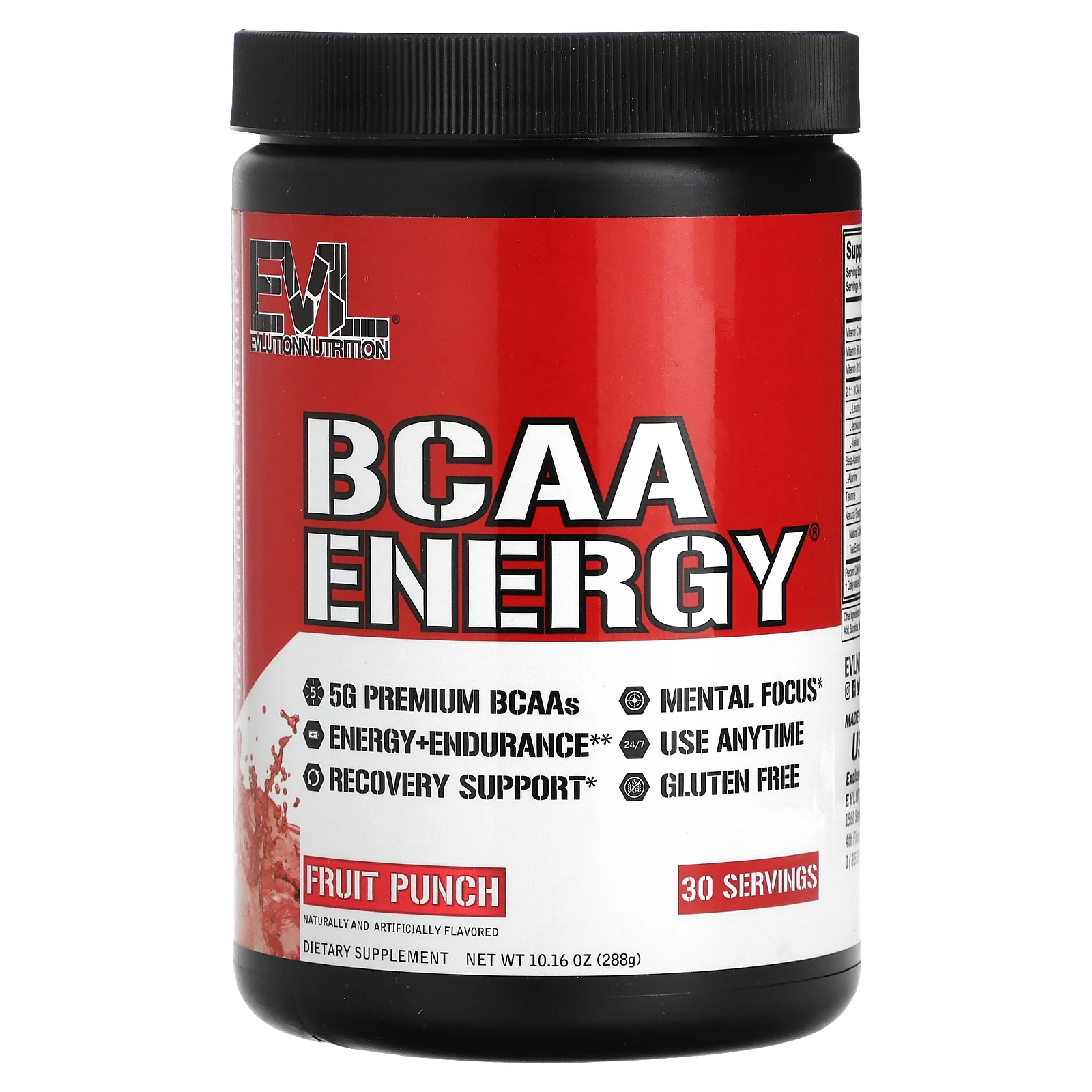 EVLution Nutrition, BCAA Energy, смесь для приготовления энергетических напитков, фруктовый пунш, 288 г (10,16 унции)