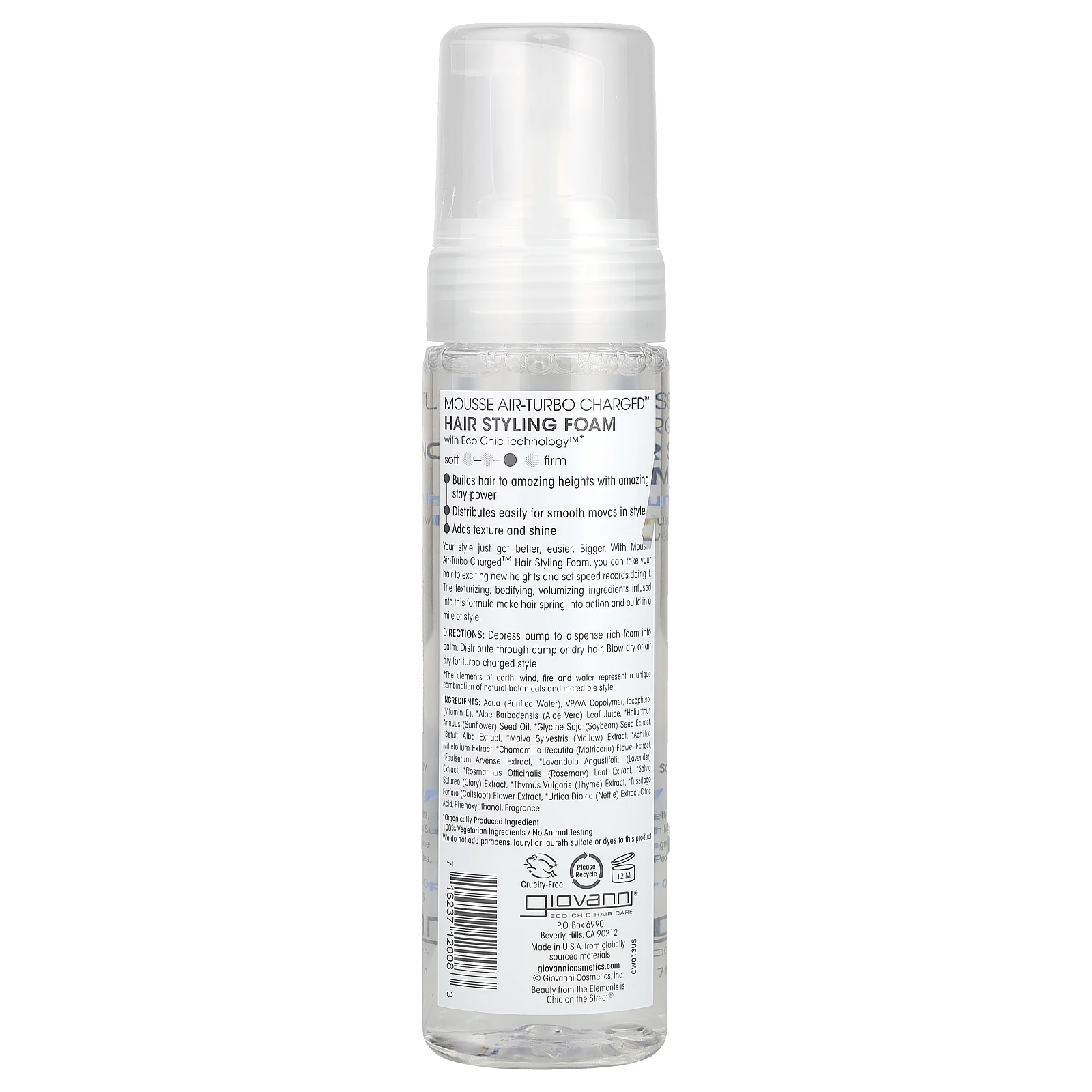 Giovanni, Mousse Air-Turbo Charged, пена для укладки, 207 мл (7 жидк. унций)