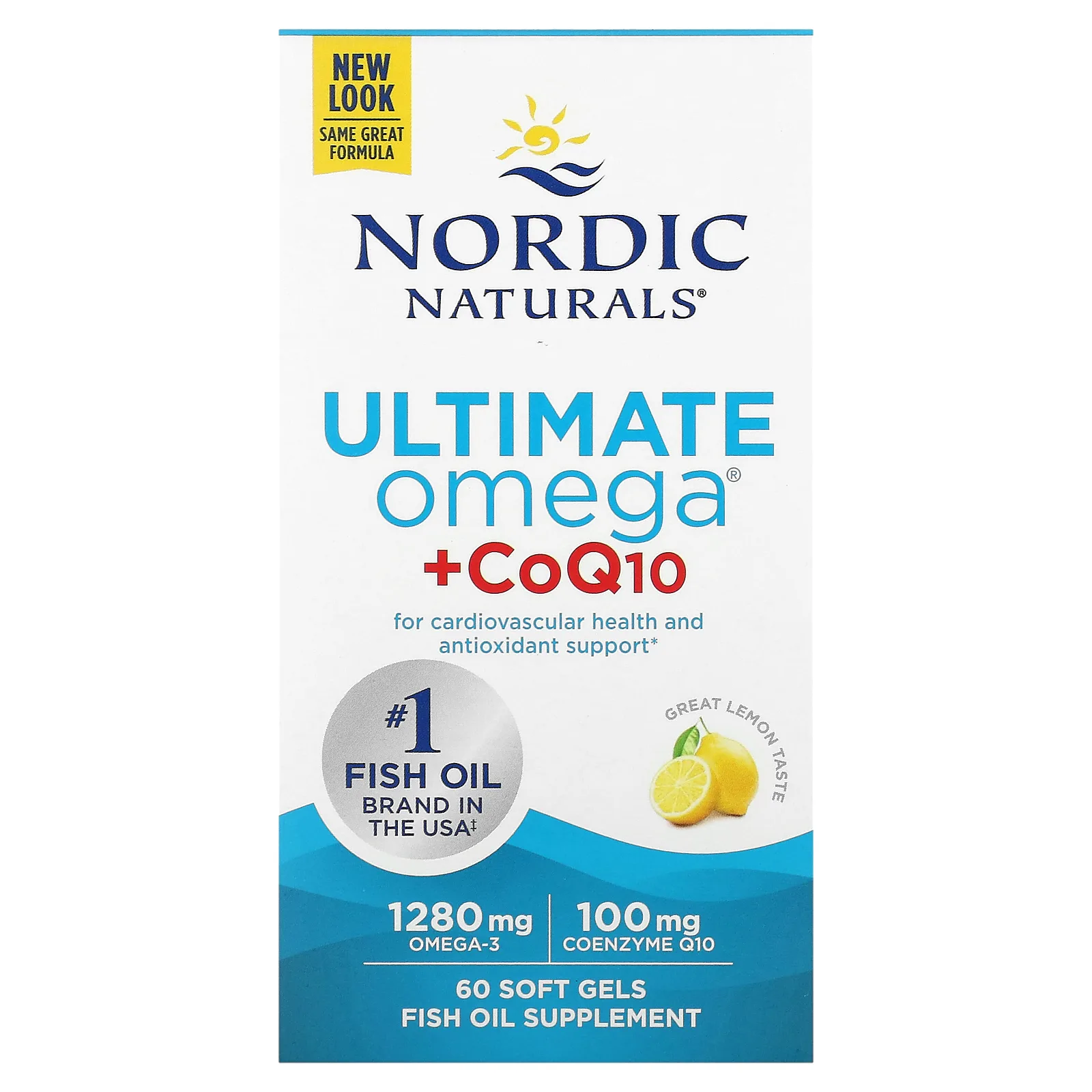 Nordic Naturals, Ultimate Omega, с коэнзимом Q10, со вкусом лимона, 60 капсул