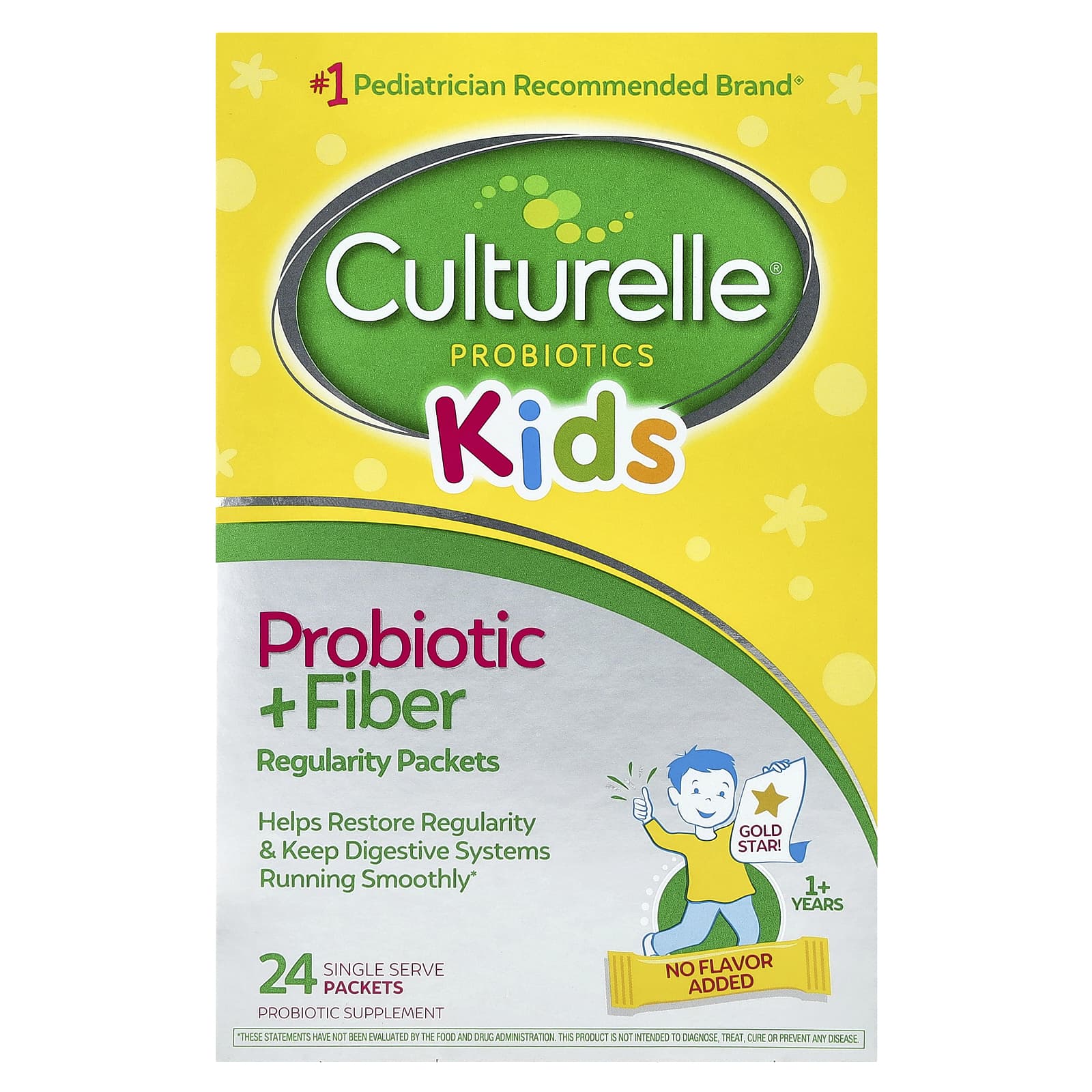 Culturelle, Kids, пробиотик + клетчатка, для нормальной работы кишечника, для детей от 1 года, 24 порционных пакетика