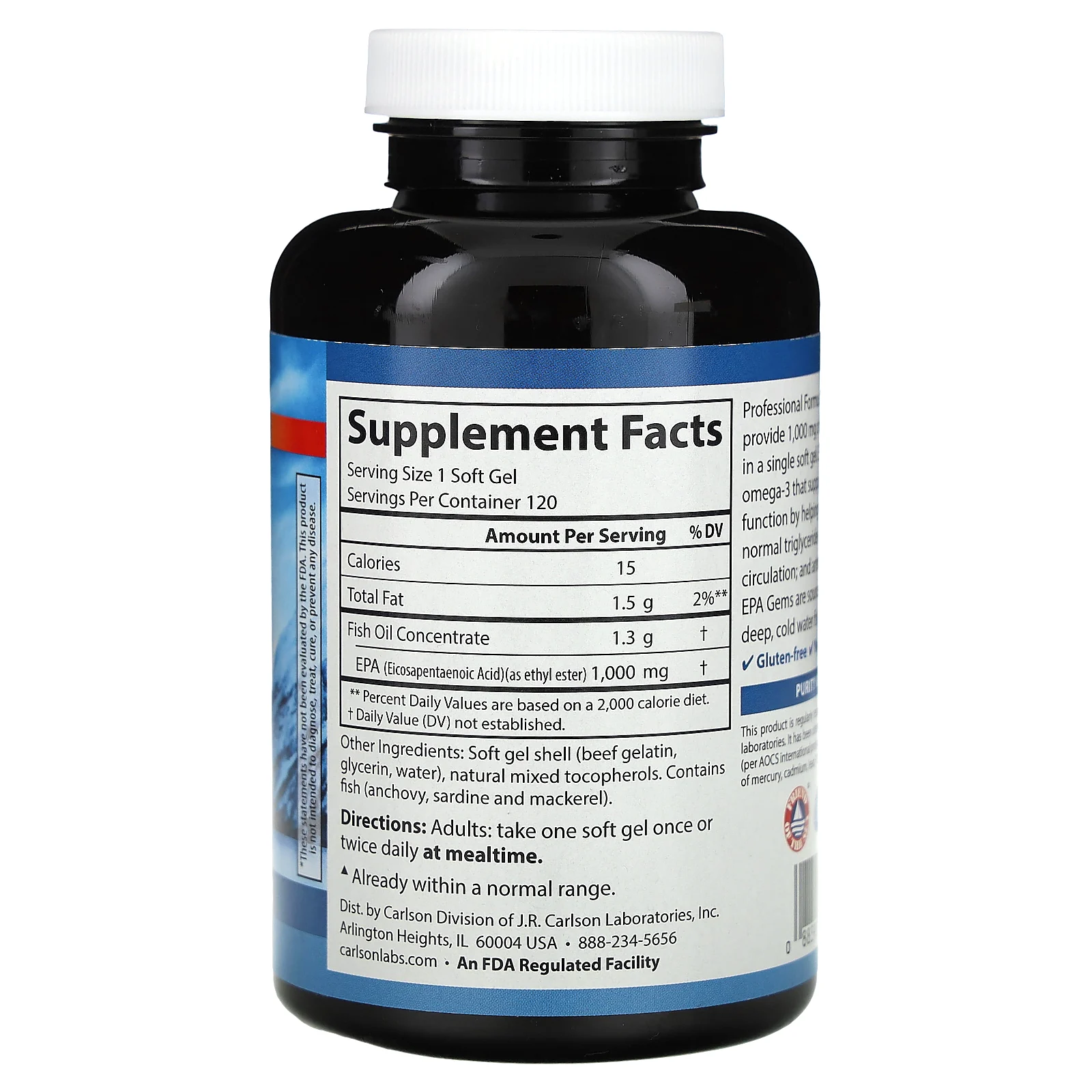 Carlson, Elite EPA Gems, 1000 мг, 120 капсул