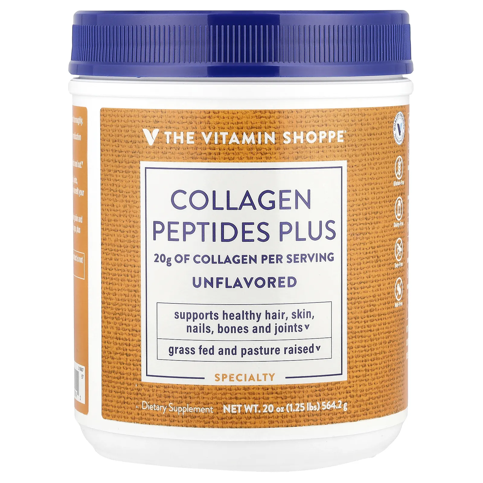 The Vitamin Shoppe, Collagen Peptides Plus, без добавок, 564,2 г (20 унций)