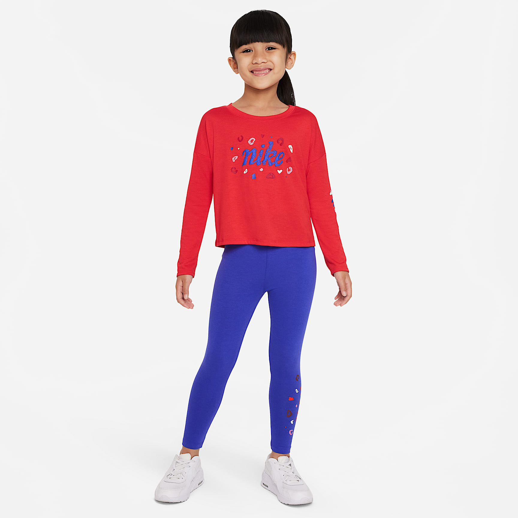 Nike Little Kids' Long Sleeve Cropped Leopard Top