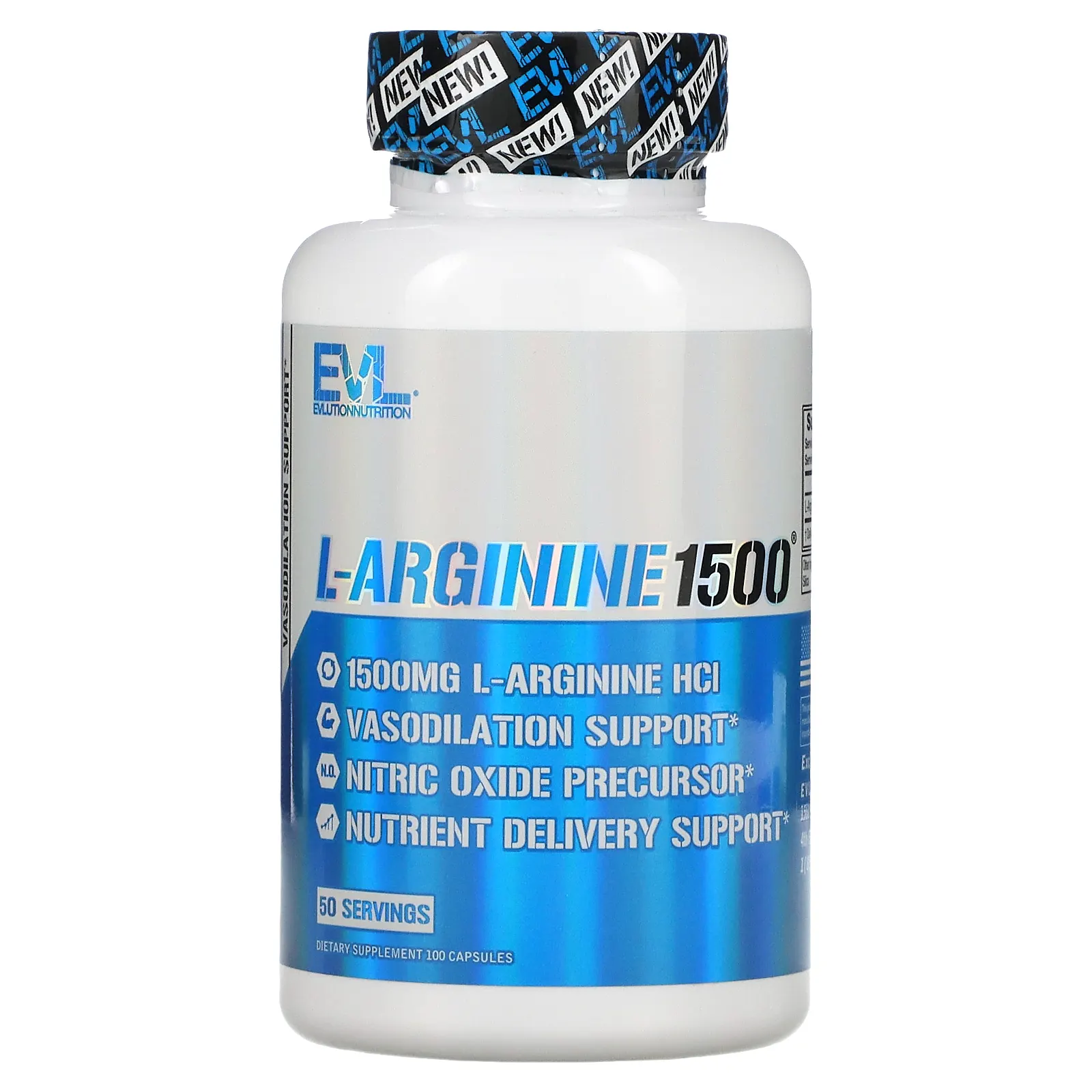 EVLution Nutrition, L-Arginine1500, L-аргинин, 1500 мг, 100 капсул (750 мг в 1 капсуле)
