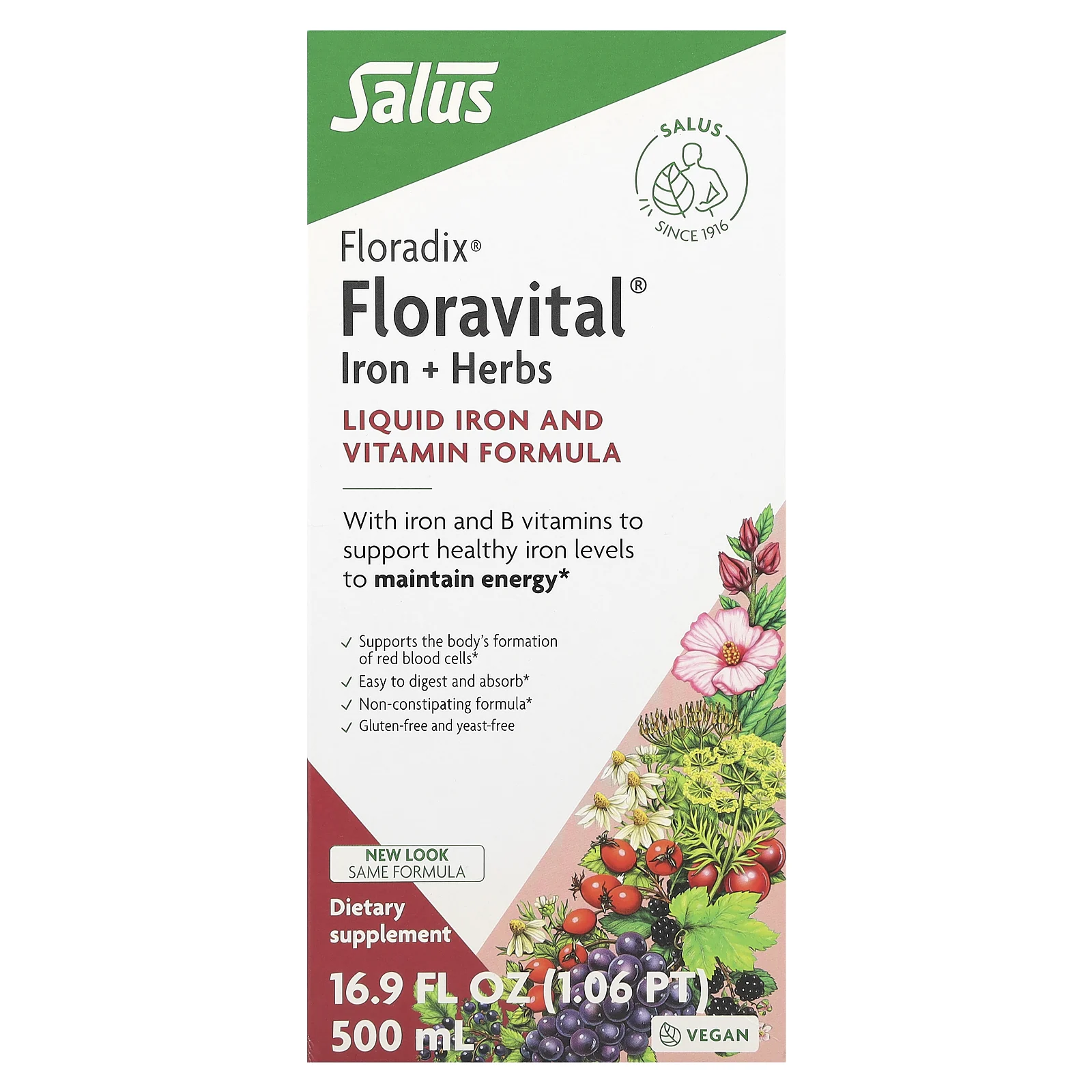 Floradix, Floravital Iron + Herbs, 500 мл (17 жидк. Унций)