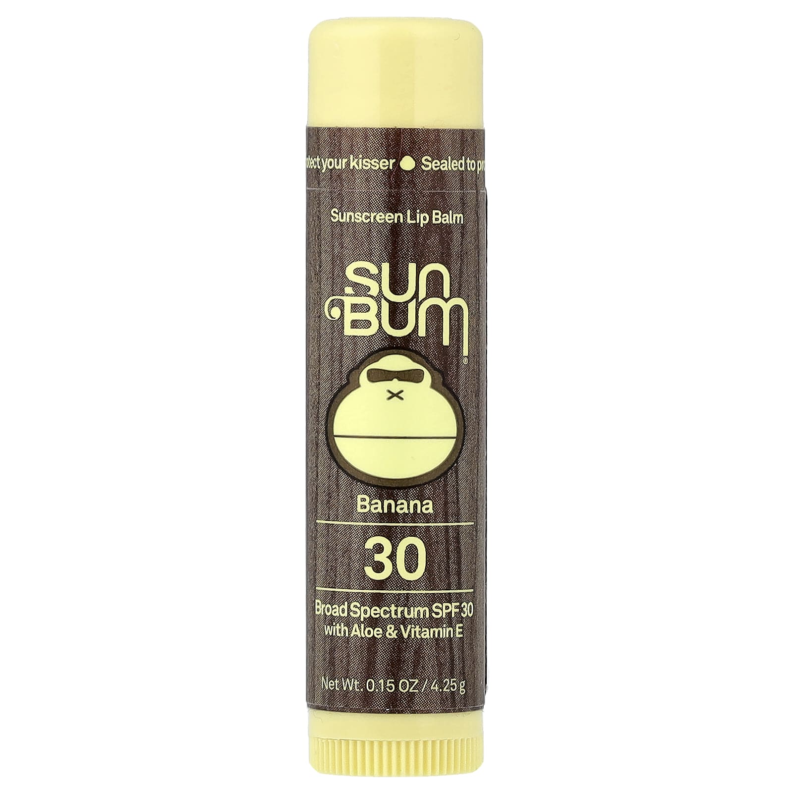 Sun Bum, Солнцезащитный бальзам для губ, SPF 30, банан, 4,25 г (0,15 унции)