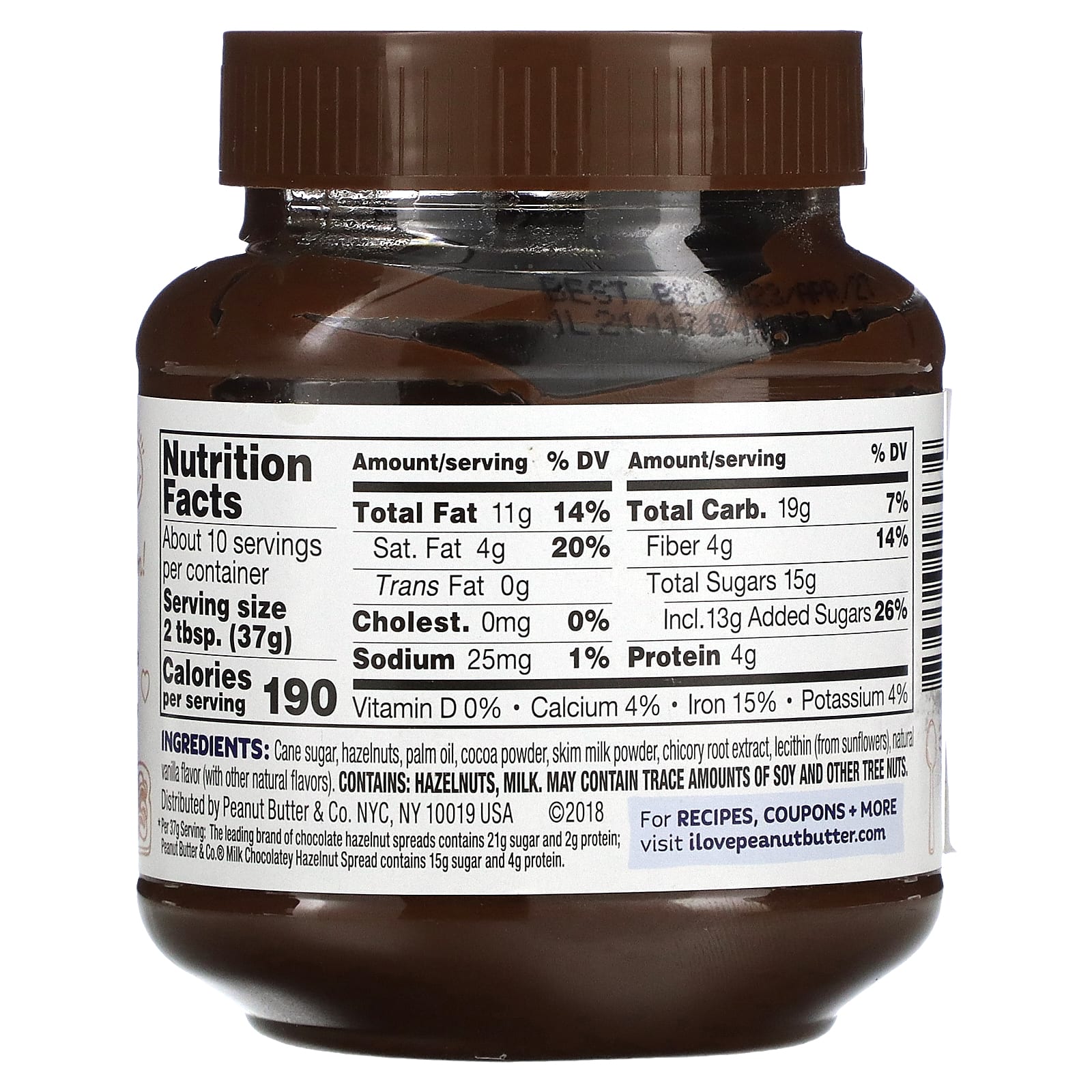 Peanut Butter & Co., Спред из фундука, молочный шоколад и фундук, 369 г (13 унций)