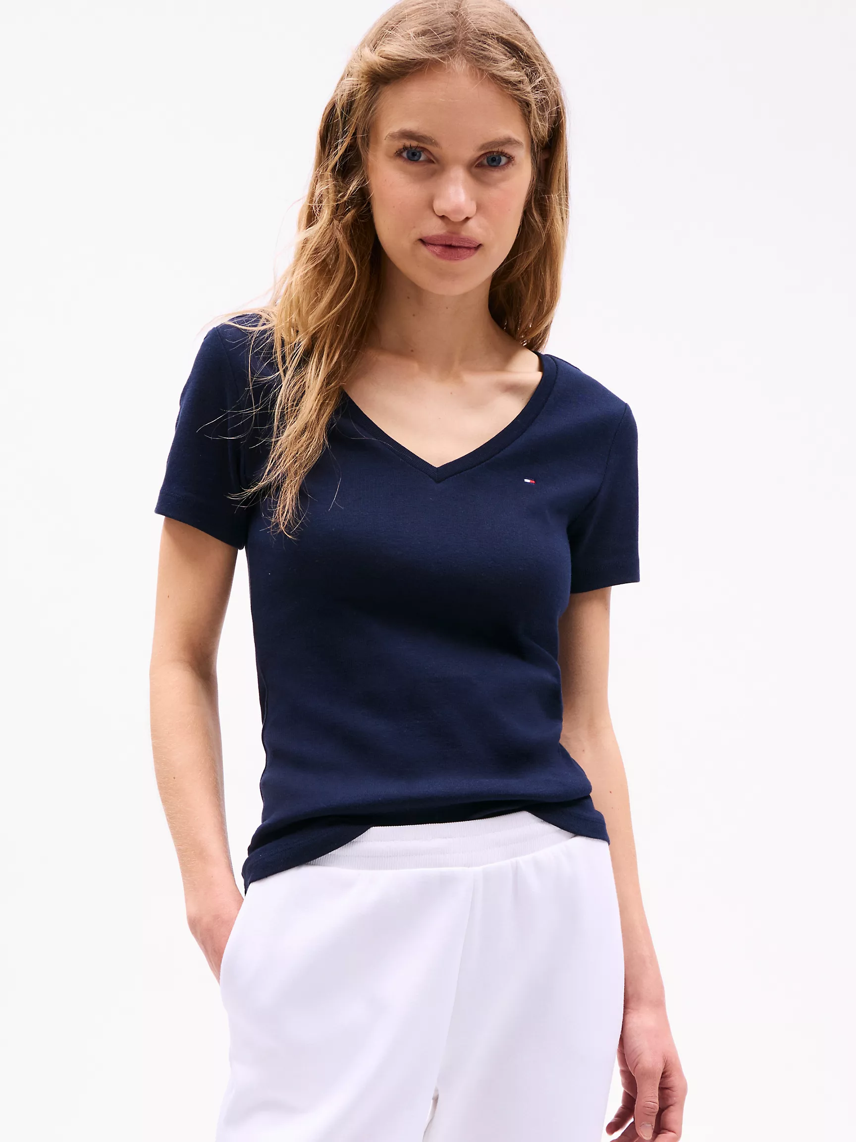 Женская футболка Tommy Hilfiger, Футболка с V-образным вырезом