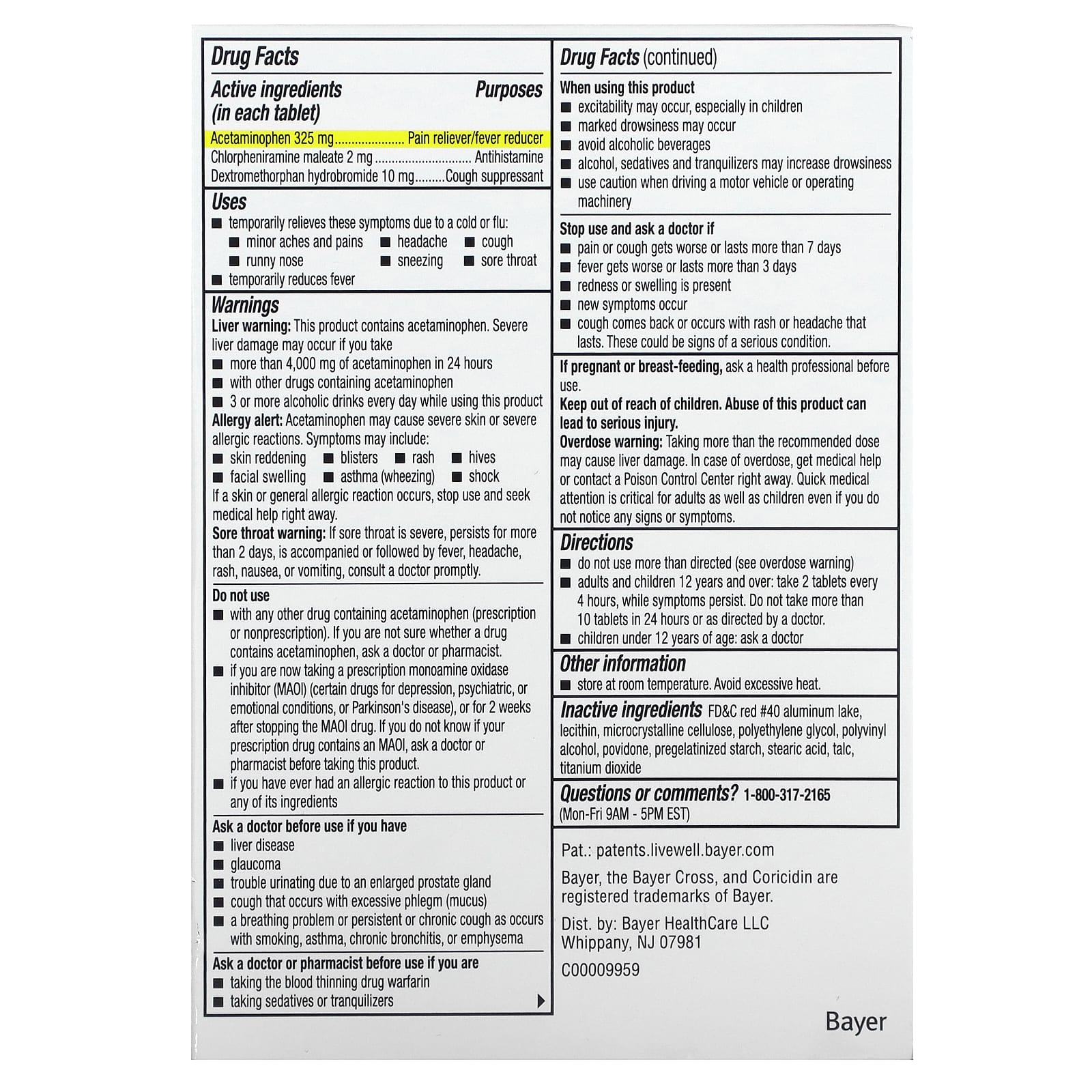 Coricidin HBP, Мультисимптомный грипп, максимальная эффективность, 24 таблетки