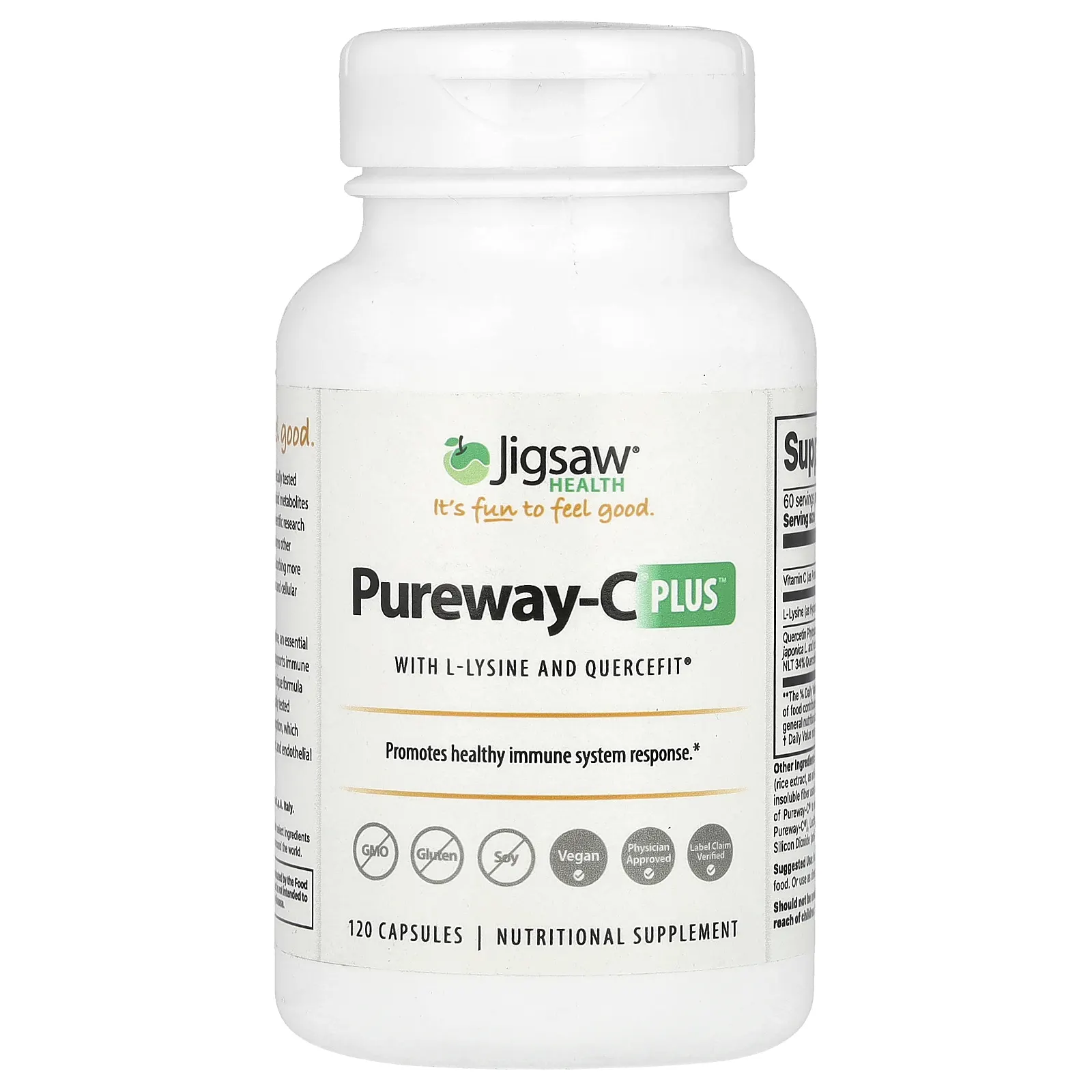 Jigsaw Health, Pureway-C Plus с L-лизином и Quercefit, 120 капсул