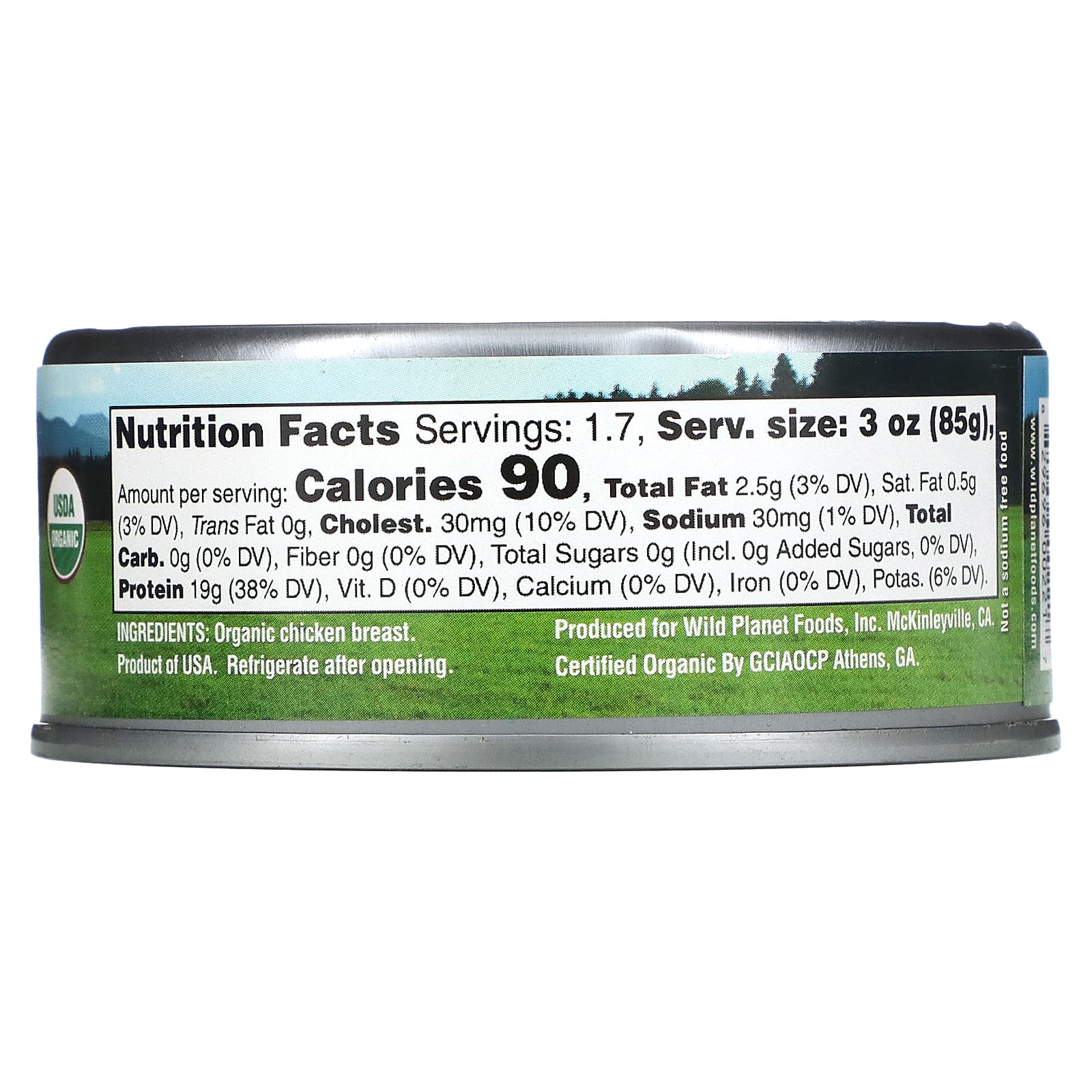 Wild Planet, Органическая жареная куриная грудка, без добавления соли, 142 г (5 унций)