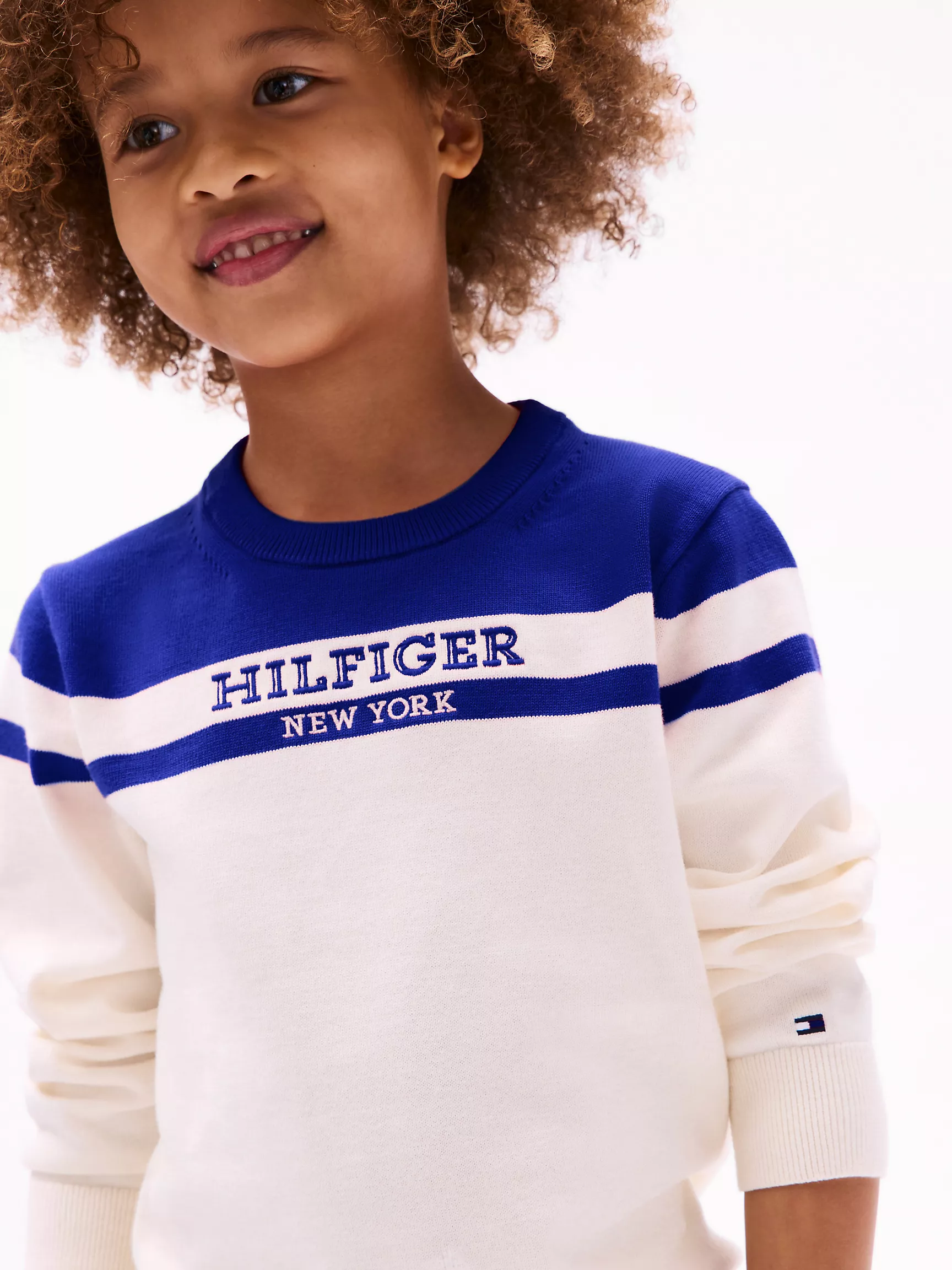 Свитер для мальчика Tommy Hilfiger, Детский свитер с круглым вырезом и логотипом в стиле colorblock