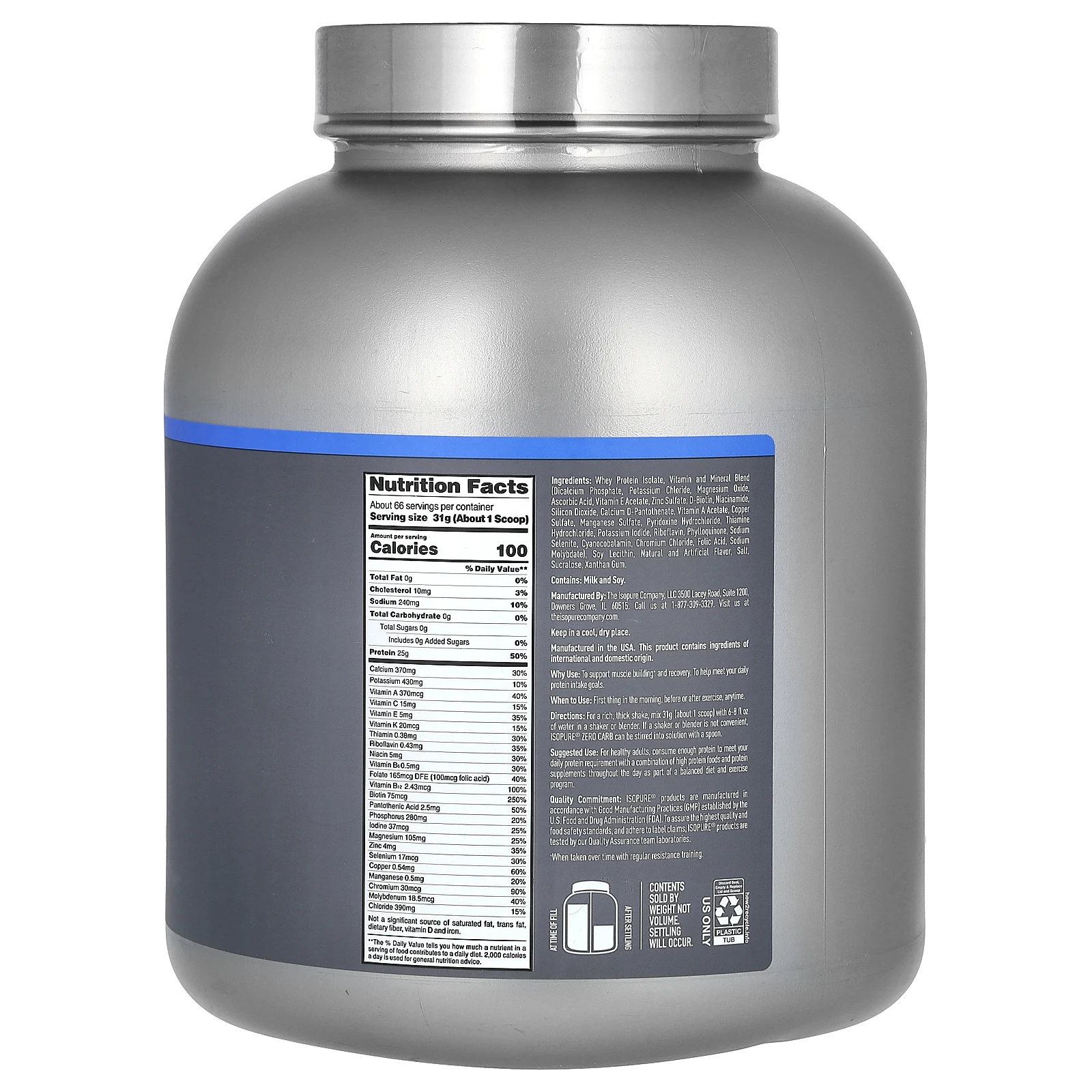 Isopure, Zero Carb, протеиновый порошок, кремовая ваниль, 2,04 кг (4,5 фунта)