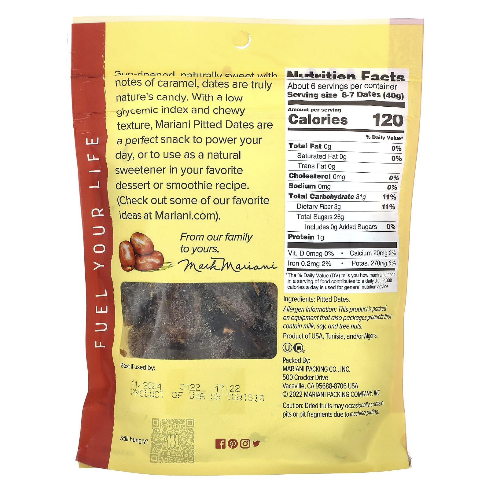 Mariani Dried Fruit, Финики без косточек, 227 г (8 унций)