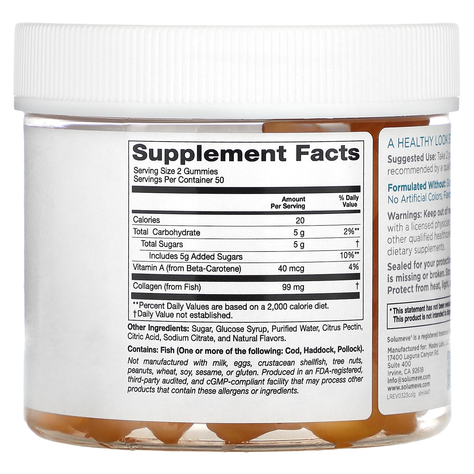 Solumeve, Жевательные мармеладки с коллагеном, без желатина, со вкусом тропических фруктов, 100 жевательных таблеток