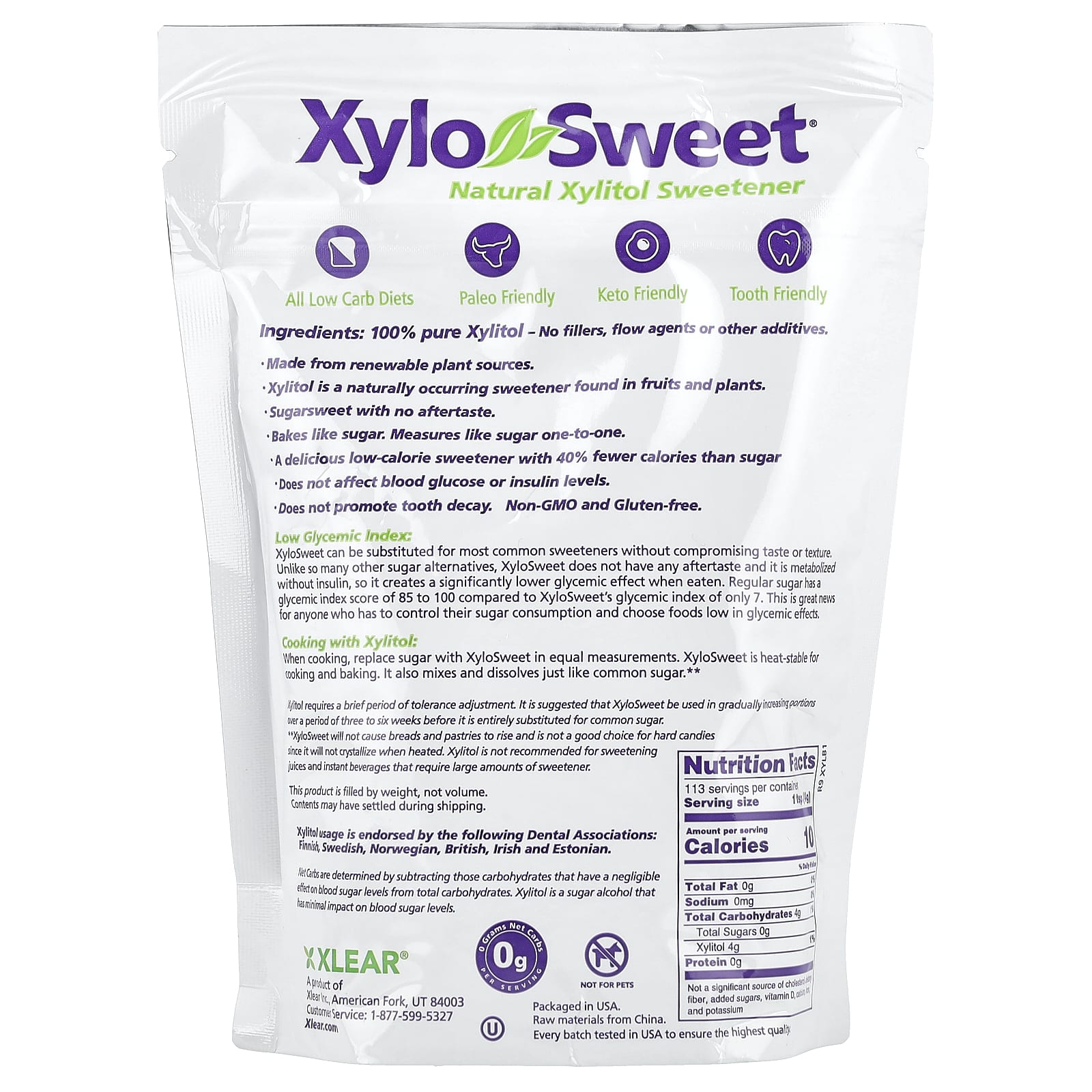 Xlear, XyloSweet, натуральный ксилитол-подсластитель, 454 г (1 фунт)