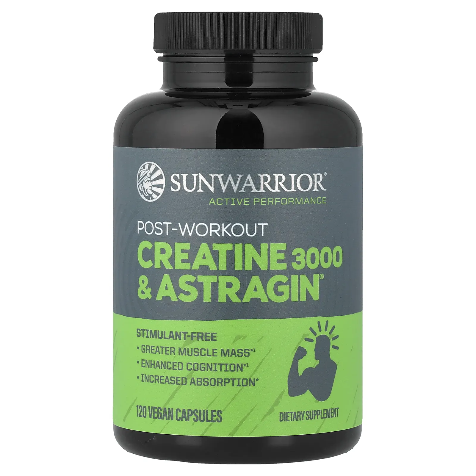 Sunwarrior, Creatine 3000 и Astragin® для приема после тренировки, 120 веганских капсул