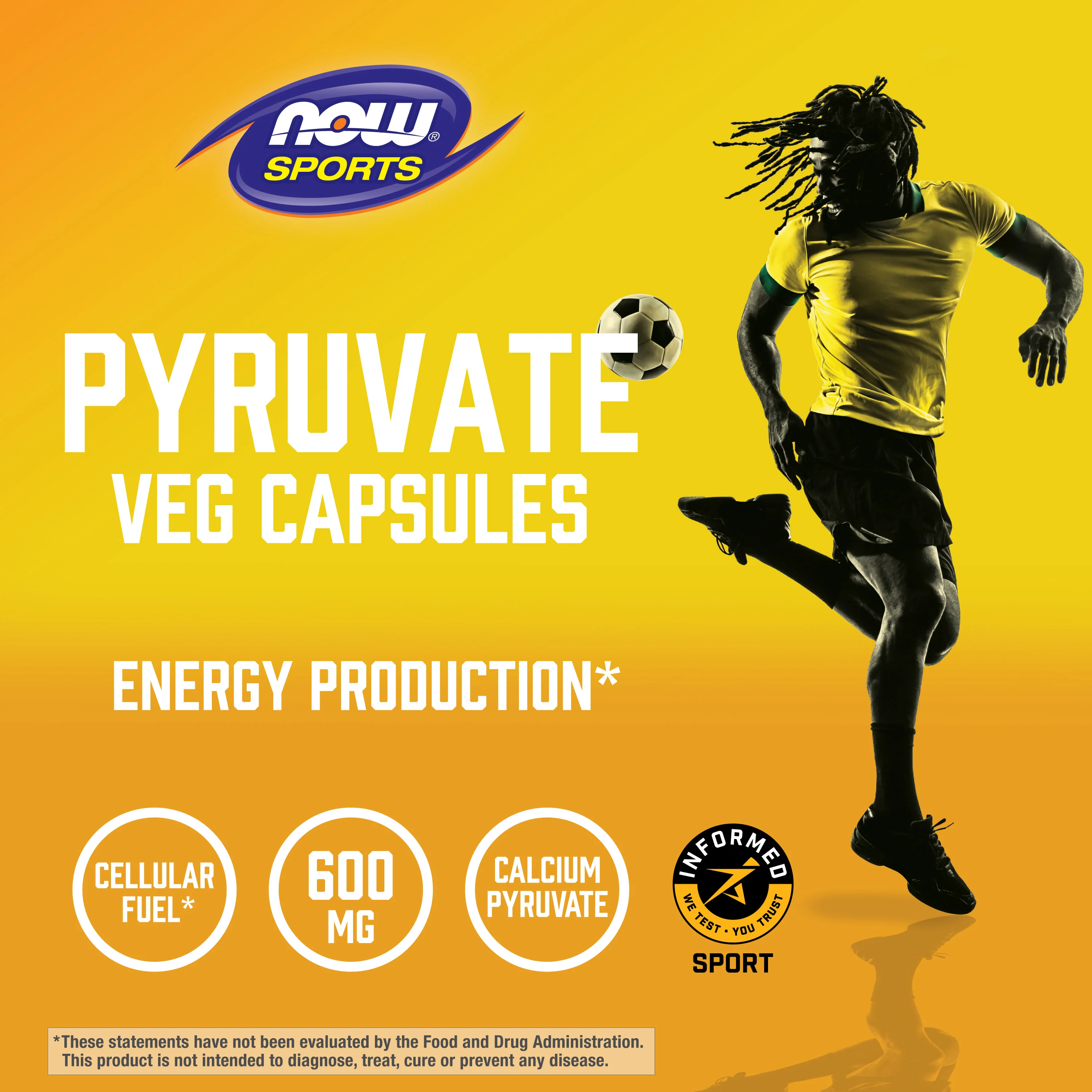 NOW Foods, Sports, пируват, 600 мг, 100 растительных капсул (300 мг в 1 капсуле)