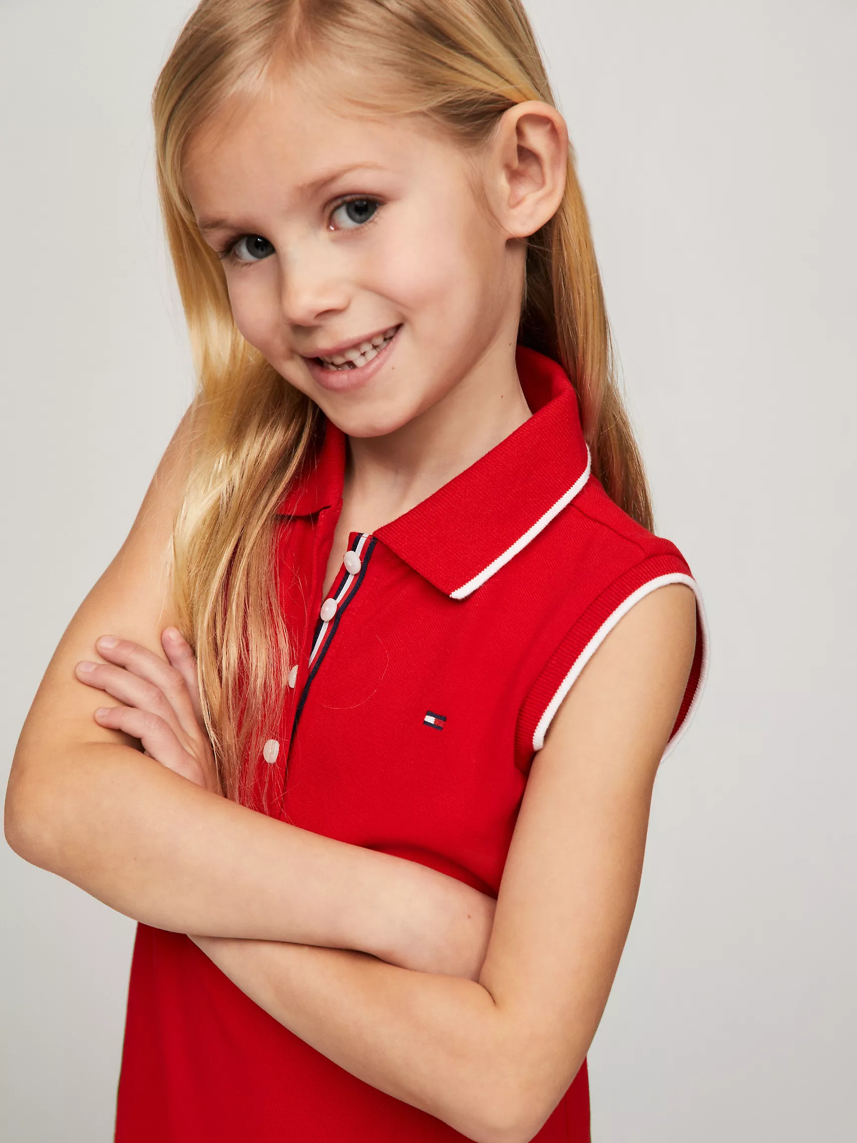 Платье для девочек Tommy Hilfiger, Детское поло-платье без рукавов с плиссировкой